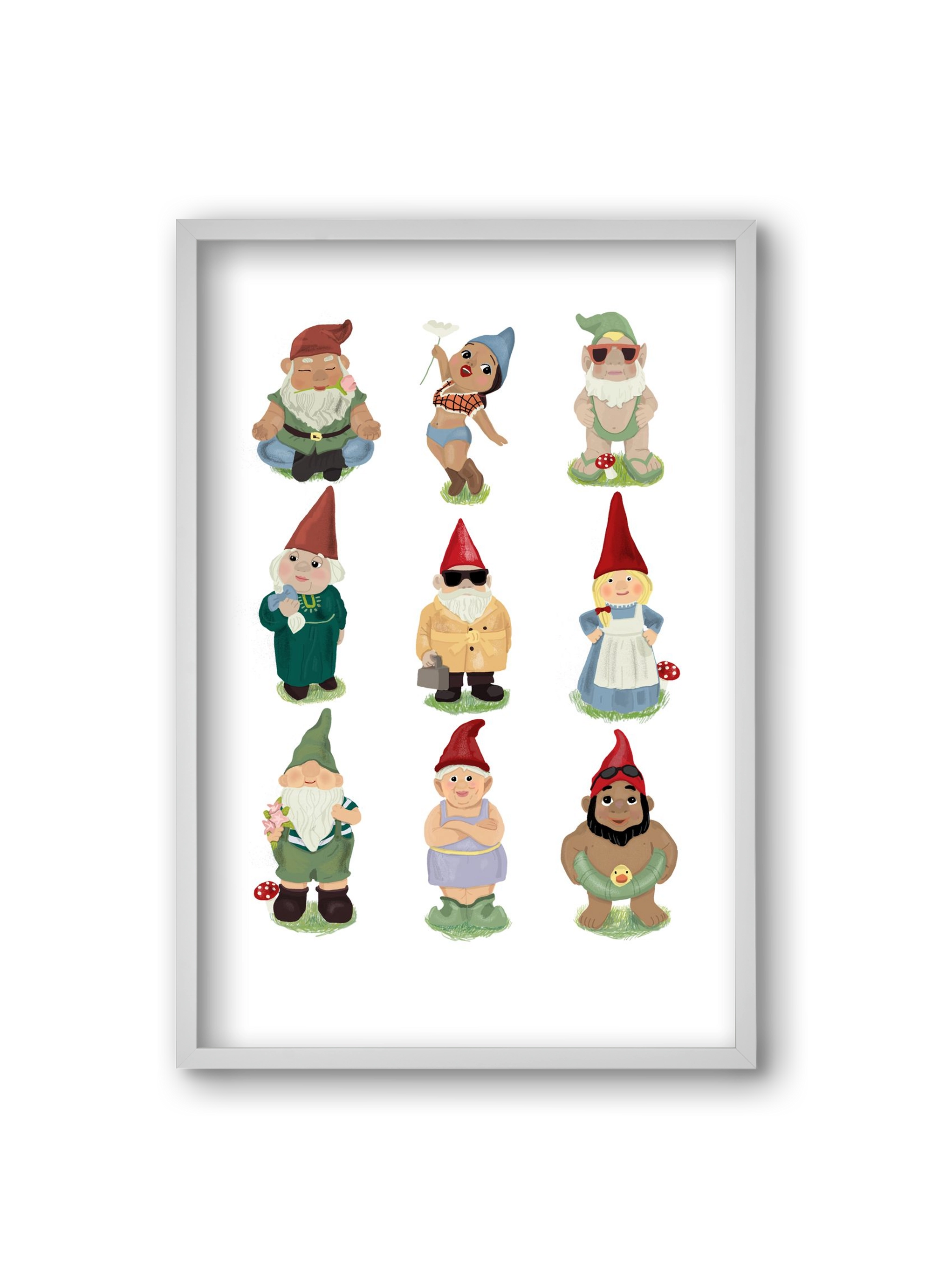 Garden gnomes, 20x30 cm (20x30 cm), Fehér keret