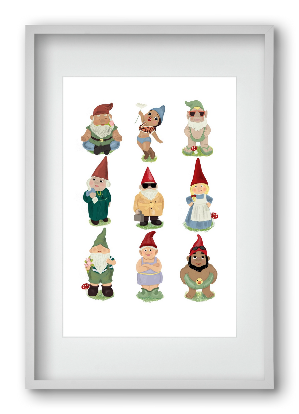 Garden gnomes, 40x60 cm (30x45 cm), Fehér keret, paszpartuval
