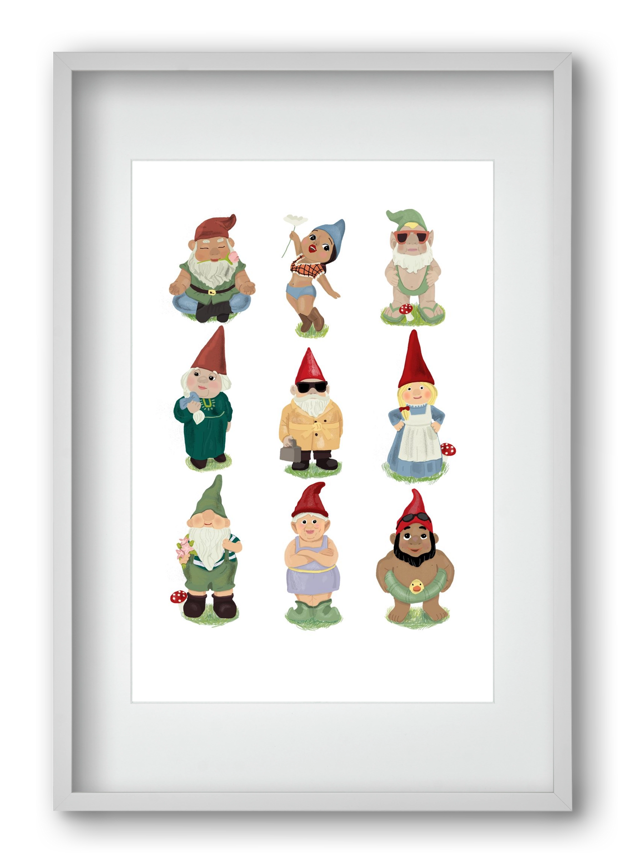 Garden gnomes, 40x60 cm (30x45 cm), Fehér keret, paszpartuval