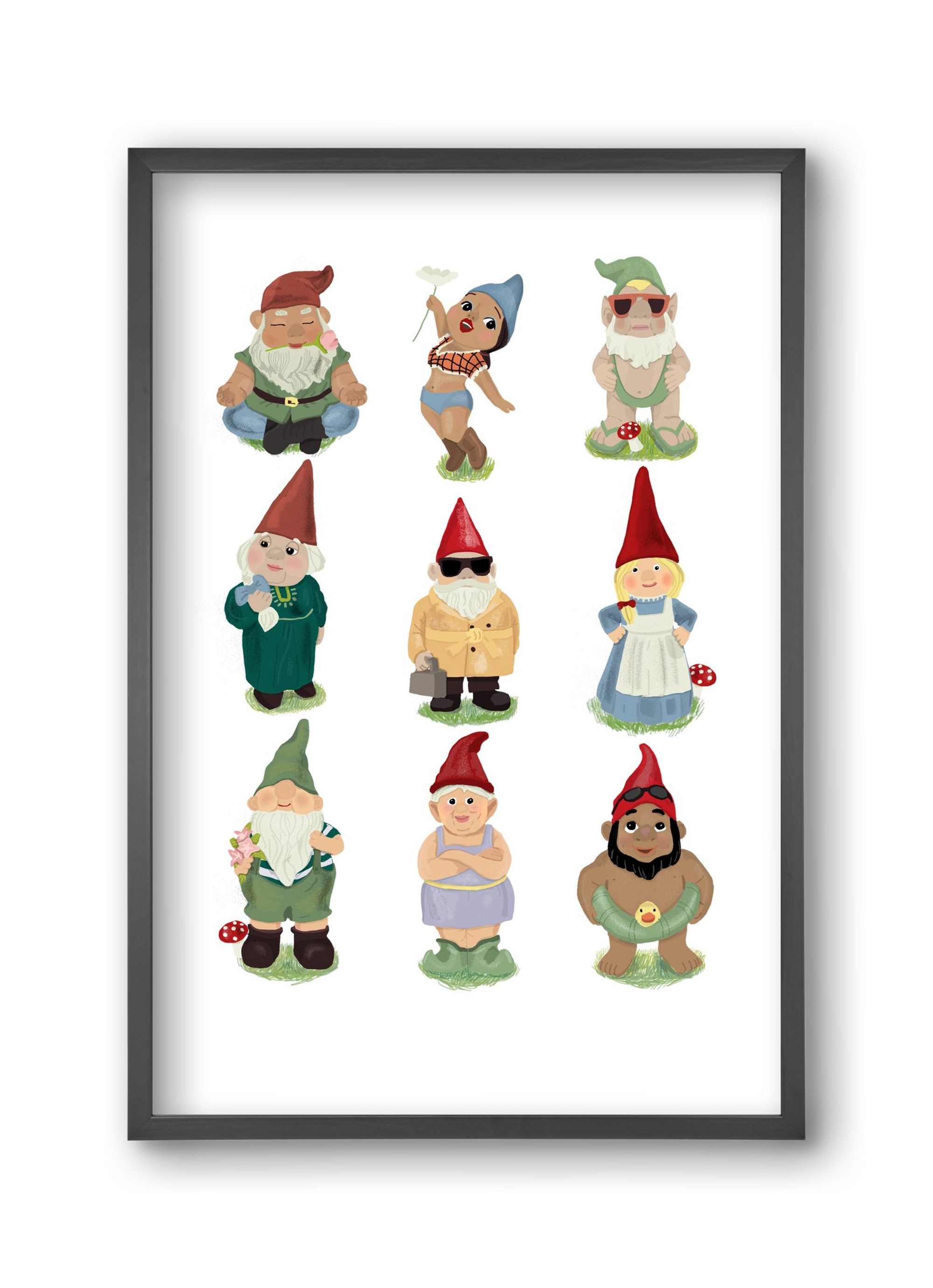 Garden gnomes, 30x45 cm (30x45 cm), Fekete keret