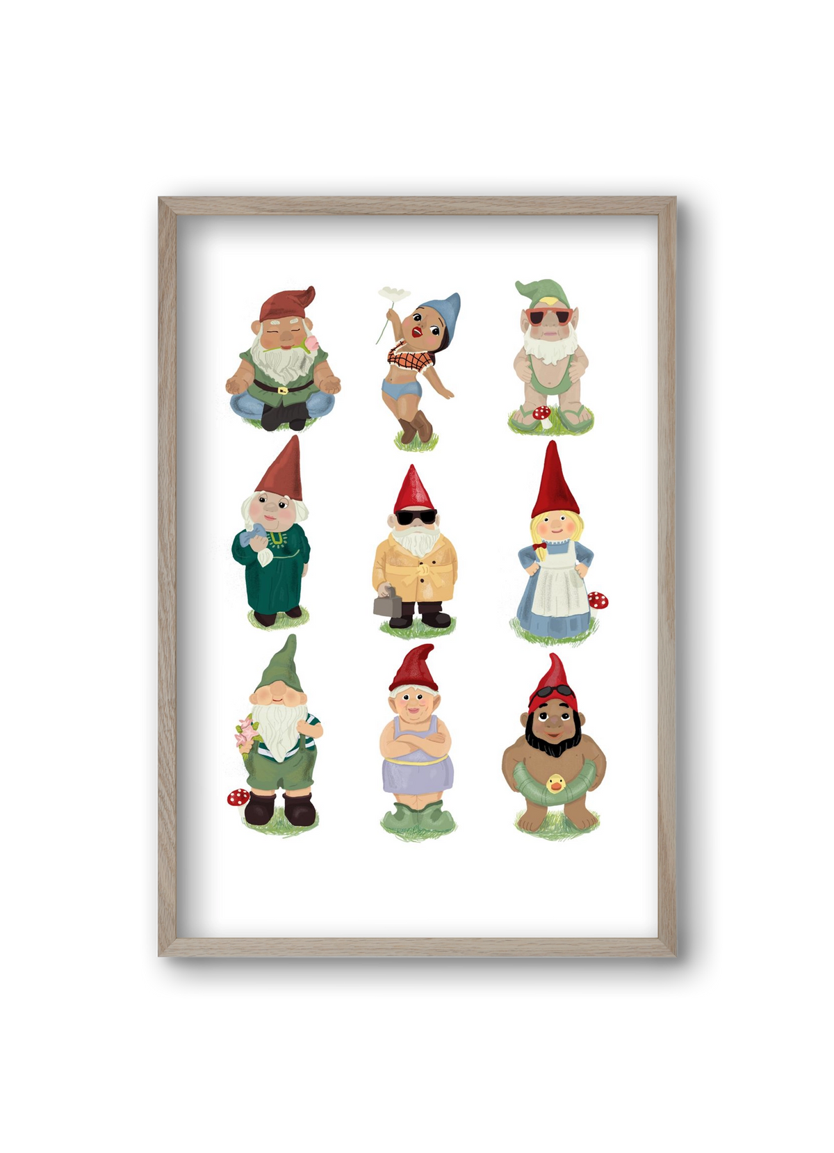 Garden gnomes, 20x30 cm (20x30 cm), Tölgy keret