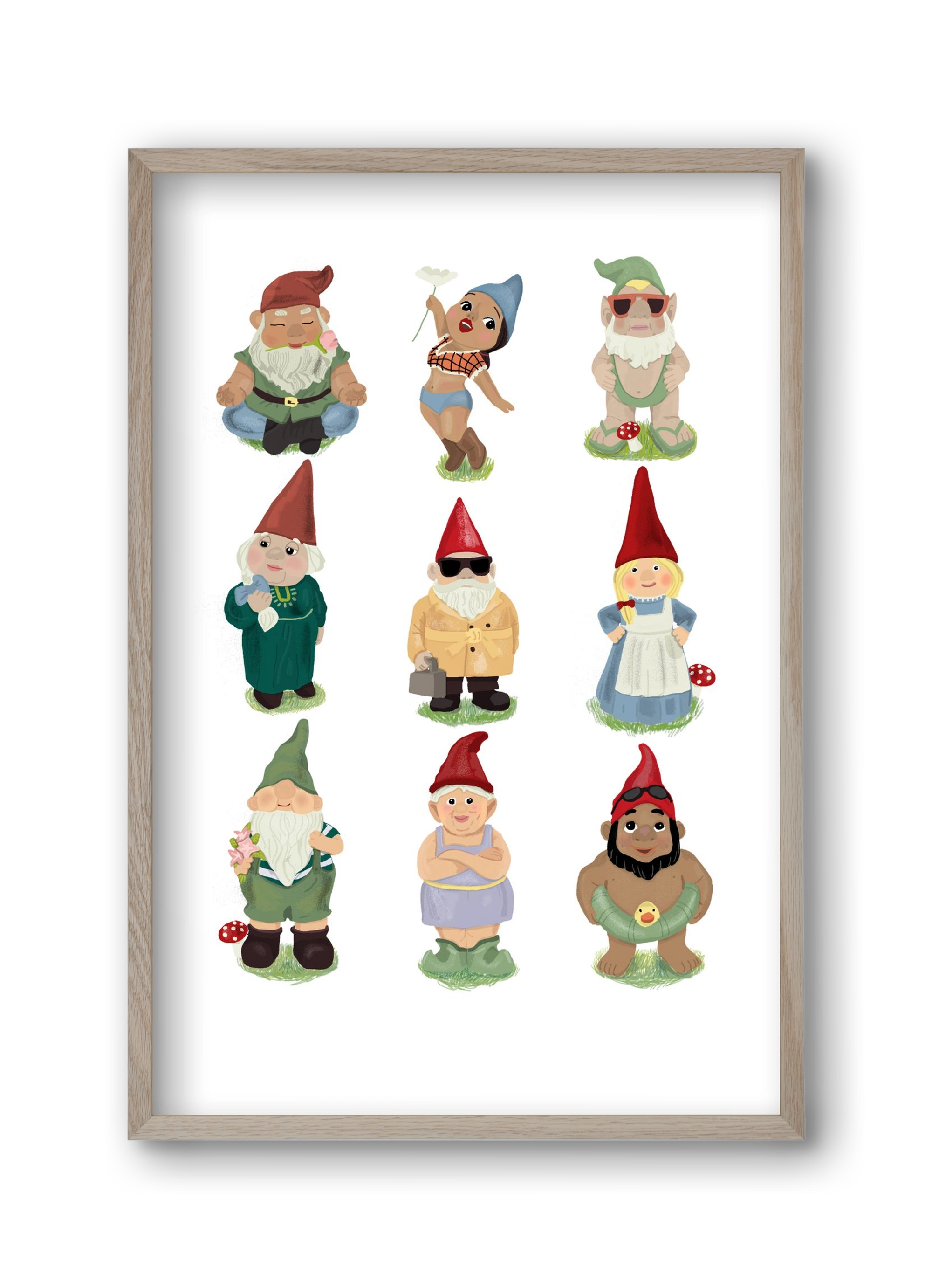 Garden gnomes, 30x45 cm (30x45 cm), Tölgy keret