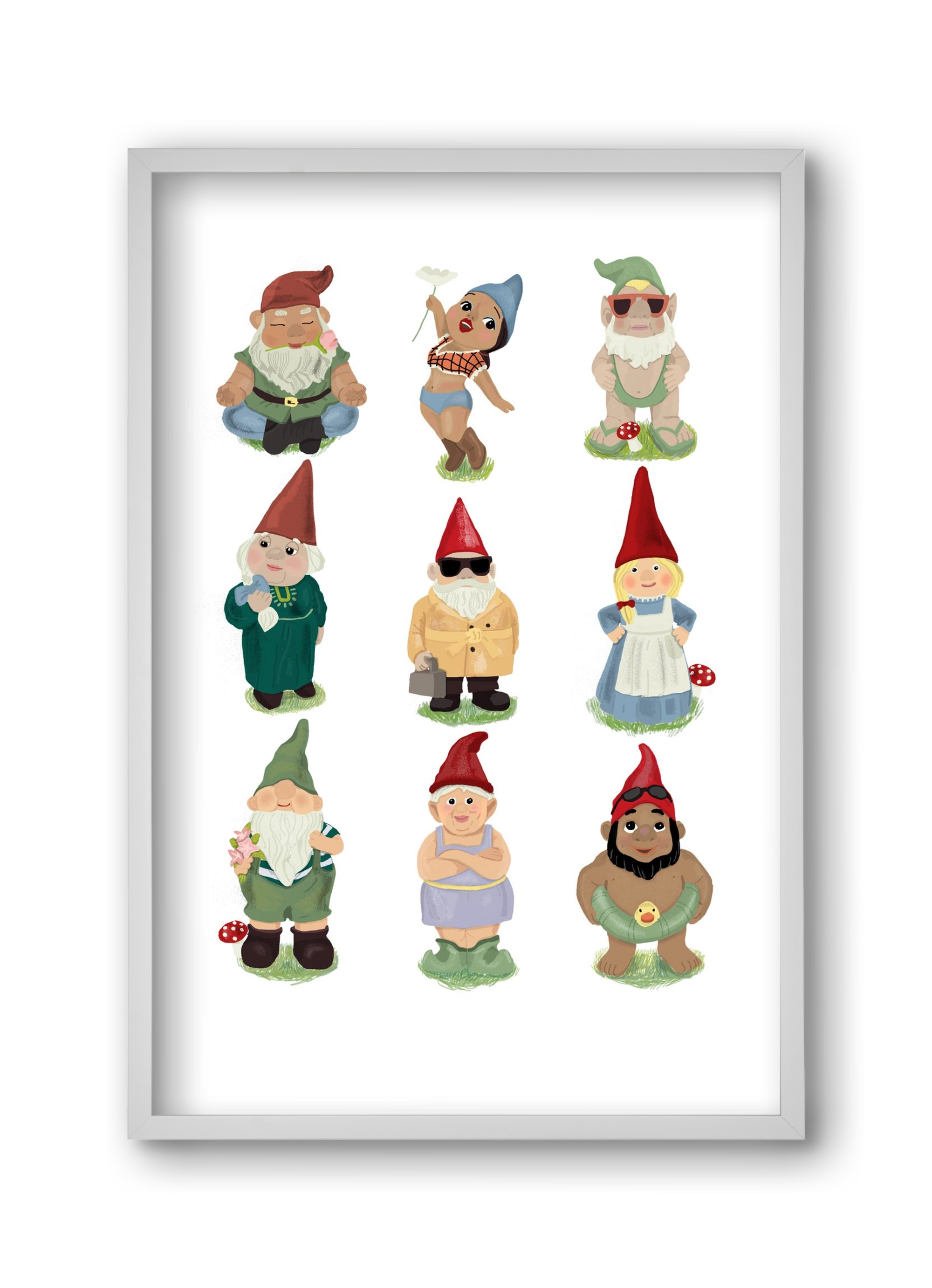 Garden gnomes, 30x45 cm (30x45 cm), Fehér keret