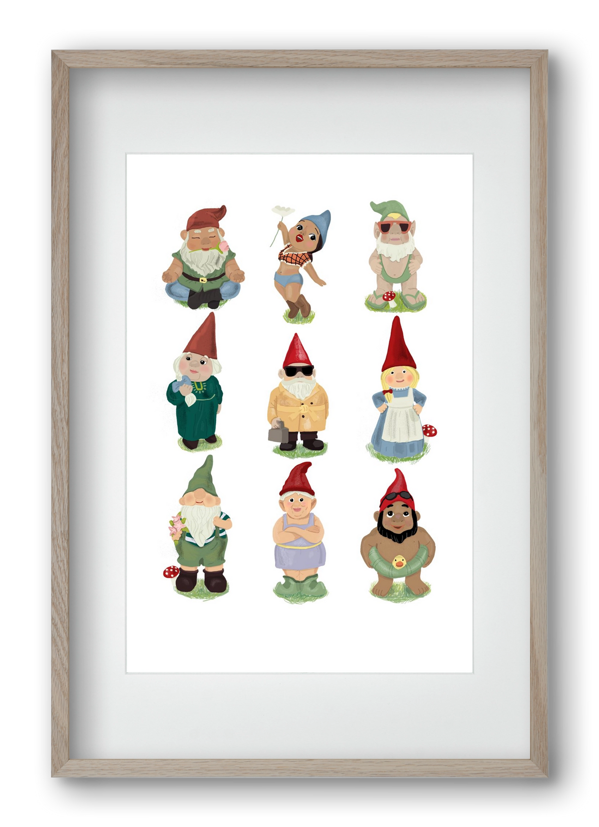 Garden gnomes, 40x60 cm (30x45 cm), Tölgy keret, paszpartuval