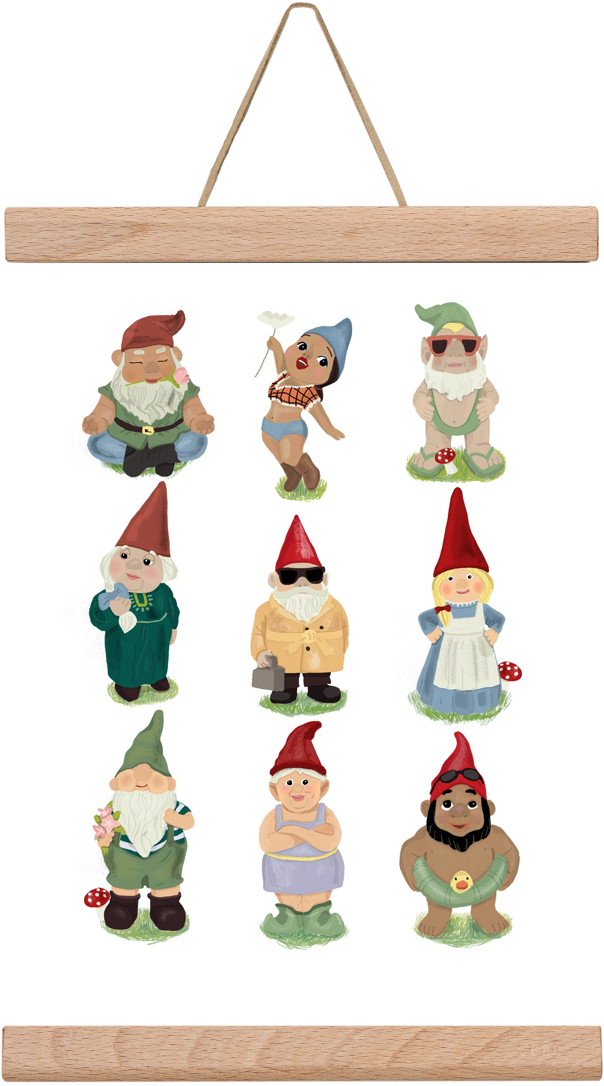 Garden gnomes, 20x30 cm (20x30 cm), Tölgy akasztó