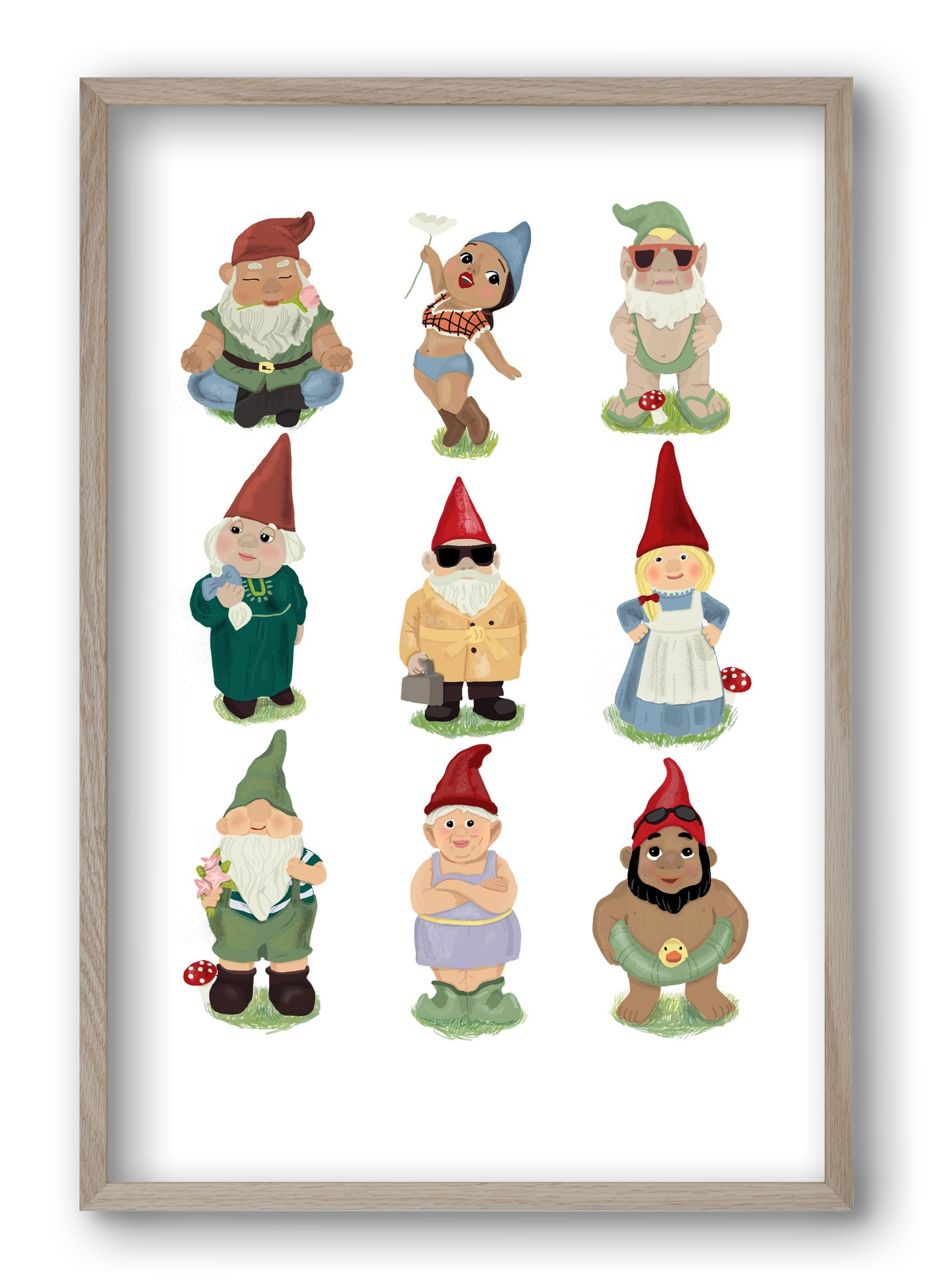 Garden gnomes, 40x60 cm (40x60 cm), Tölgy keret