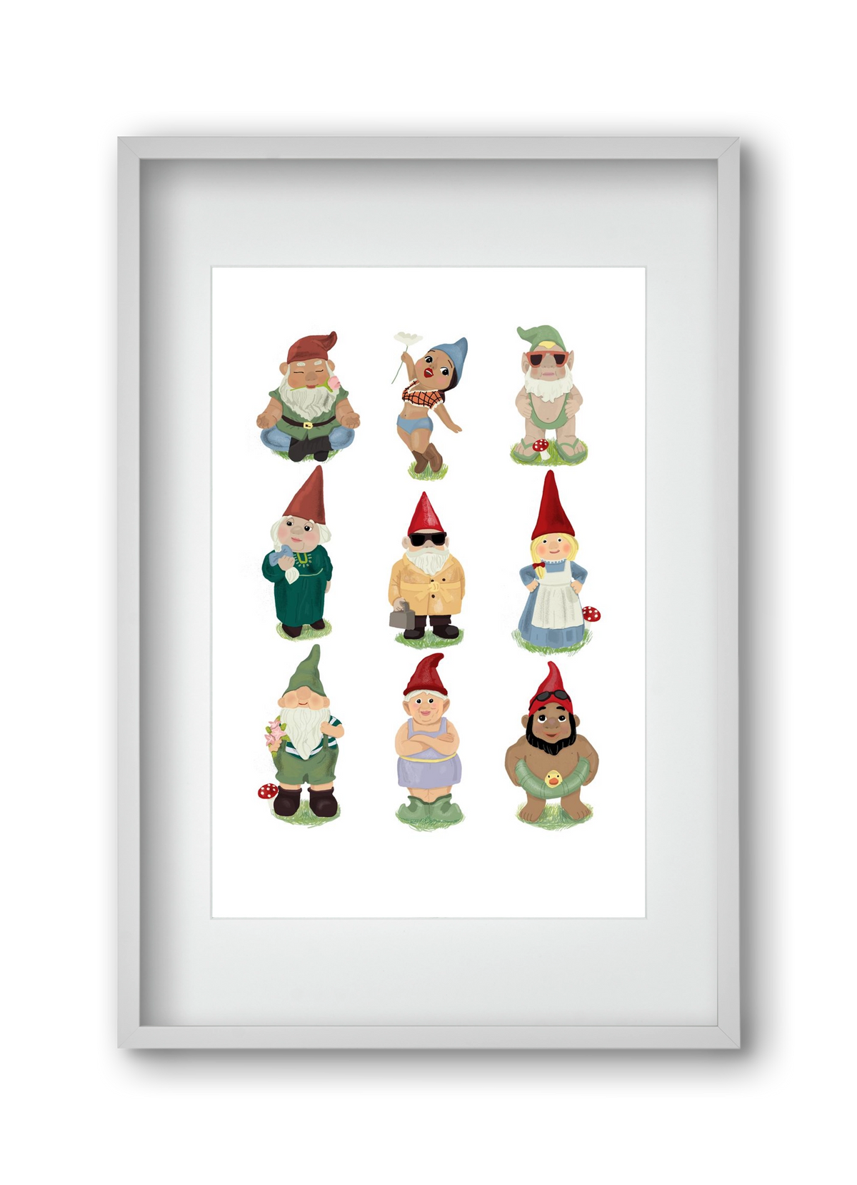 Garden gnomes, 30x45 cm (20x30 cm), Fehér keret, paszpartuval