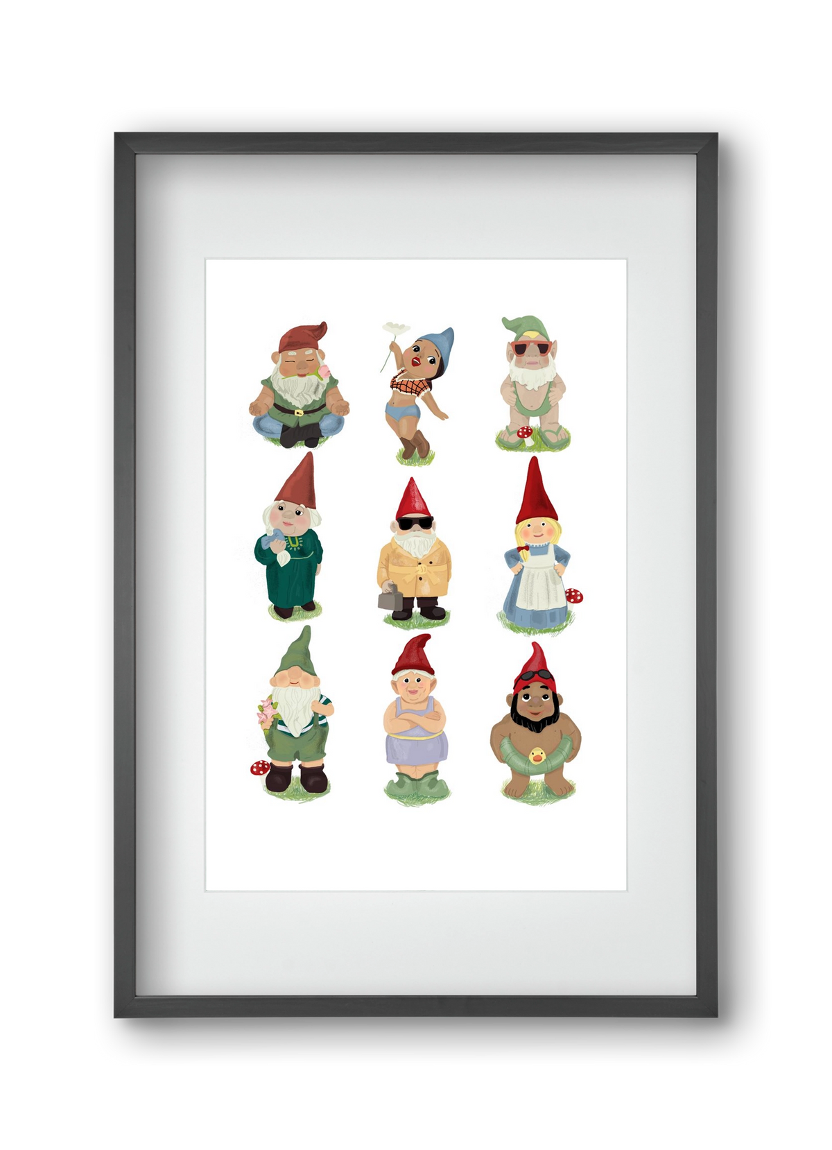 Garden gnomes, 30x45 cm (20x30 cm), Fekete keret, paszpartuval