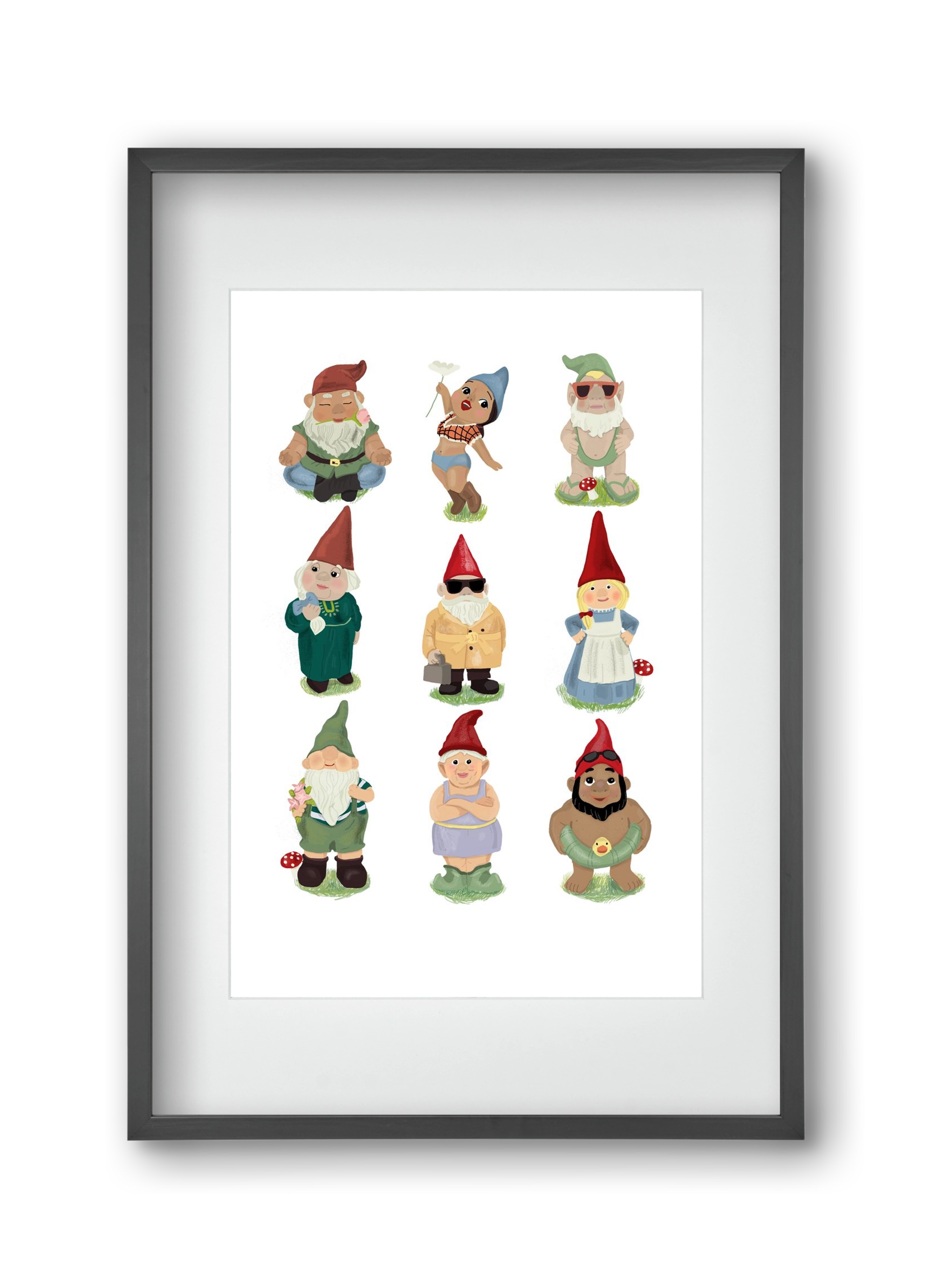 Garden gnomes, 30x45 cm (20x30 cm), Fekete keret, paszpartuval