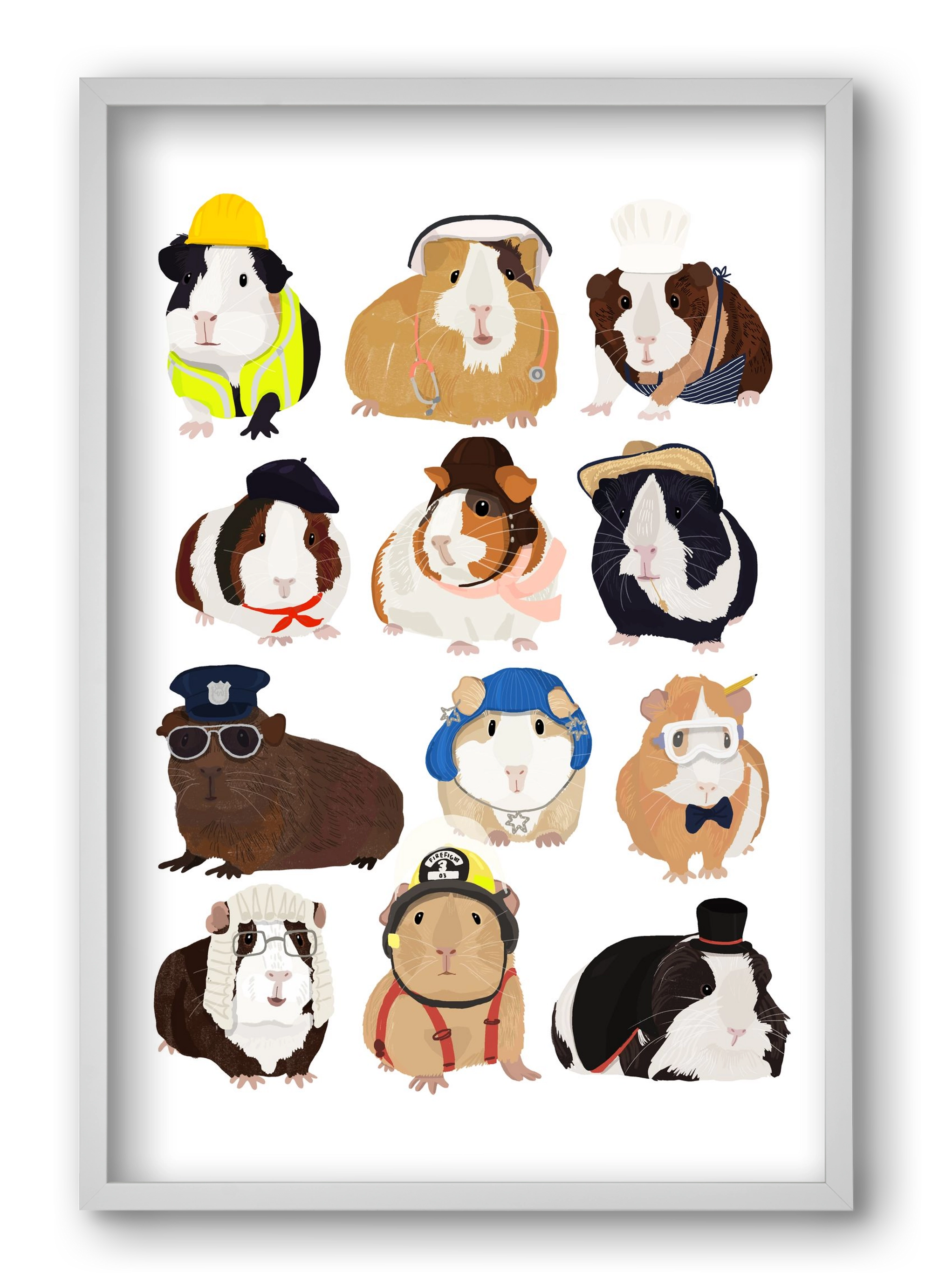 Working Guinea Pig, 40x60 cm (40x60 cm), Fehér keret