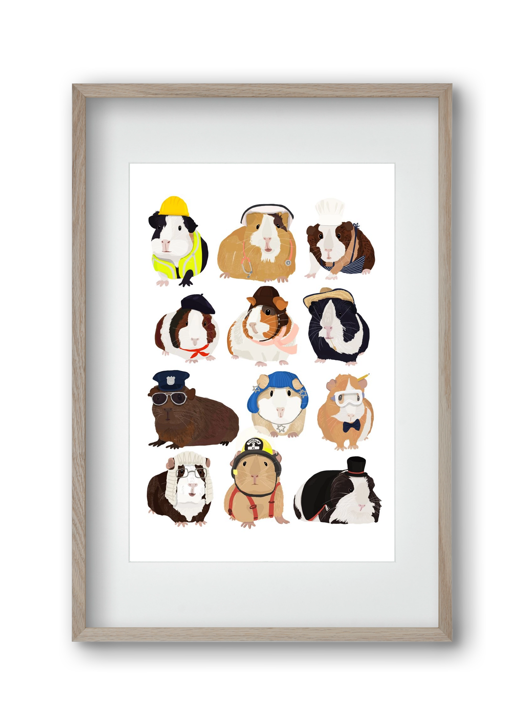 Working Guinea Pig, 30x45 cm (20x30 cm), Tölgy keret, paszpartuval