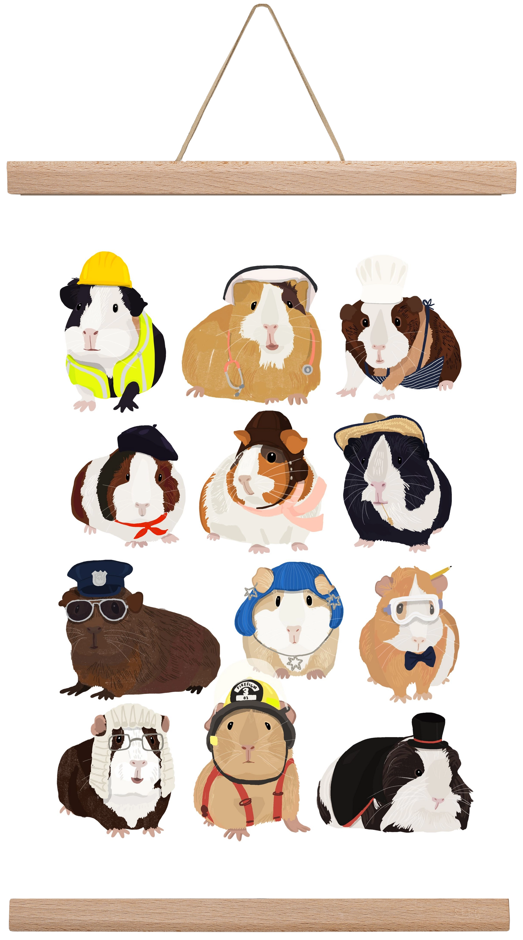 Working Guinea Pig, 30x45 cm (30x45 cm), Tölgy akasztó