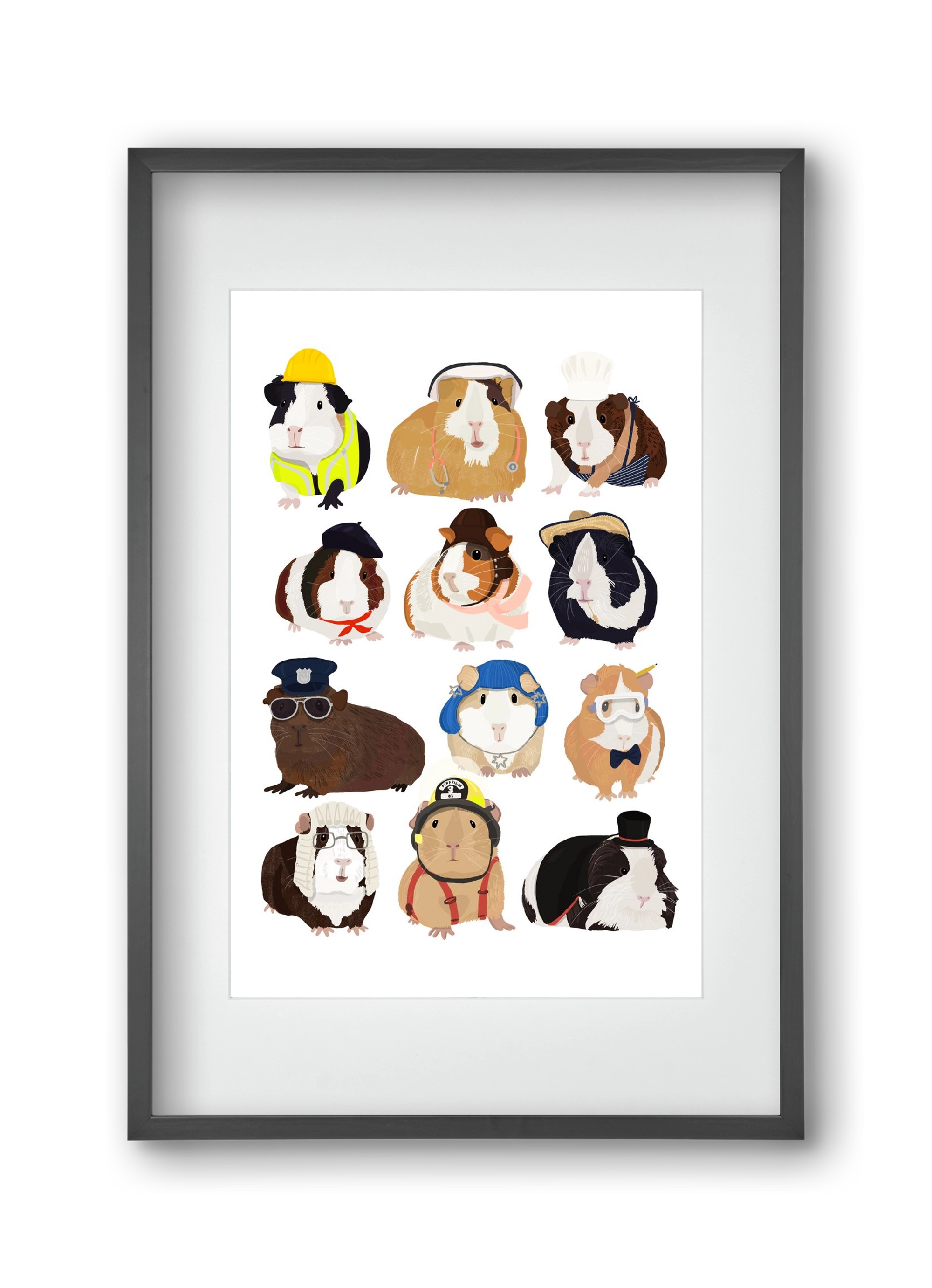 Working Guinea Pig, 30x45 cm (20x30 cm), Fekete keret, paszpartuval