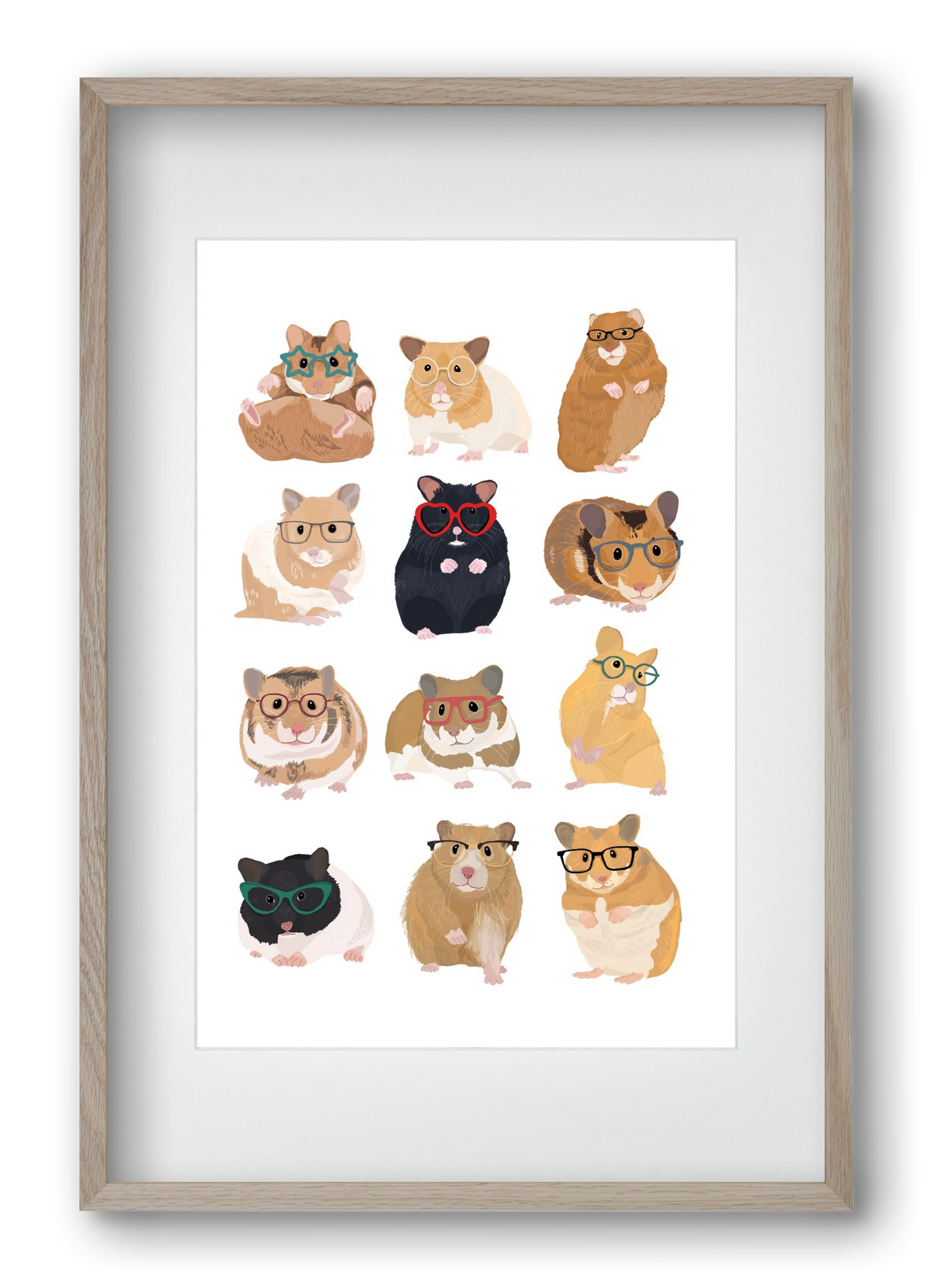 Hamster in glasses, 40x60 cm (30x45 cm), Tölgy keret, paszpartuval