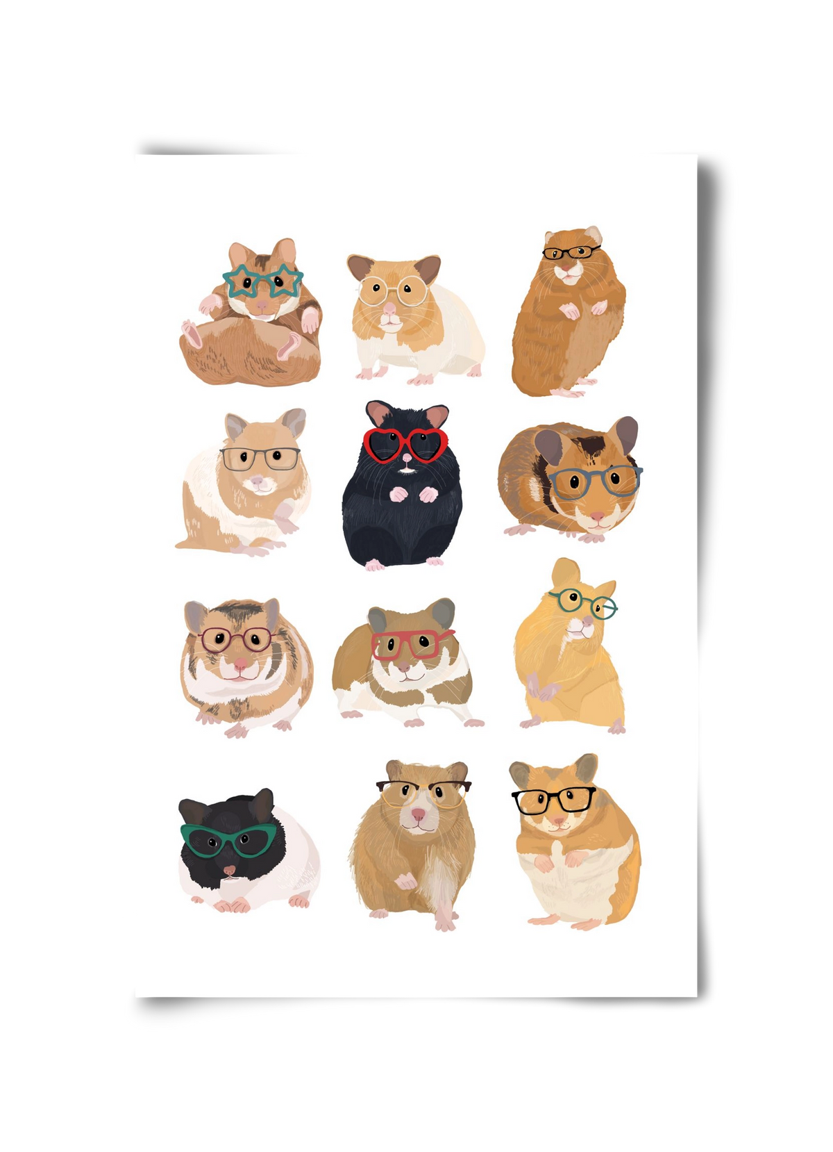 Hamster in glasses, 30x45 cm, Keret nélkül