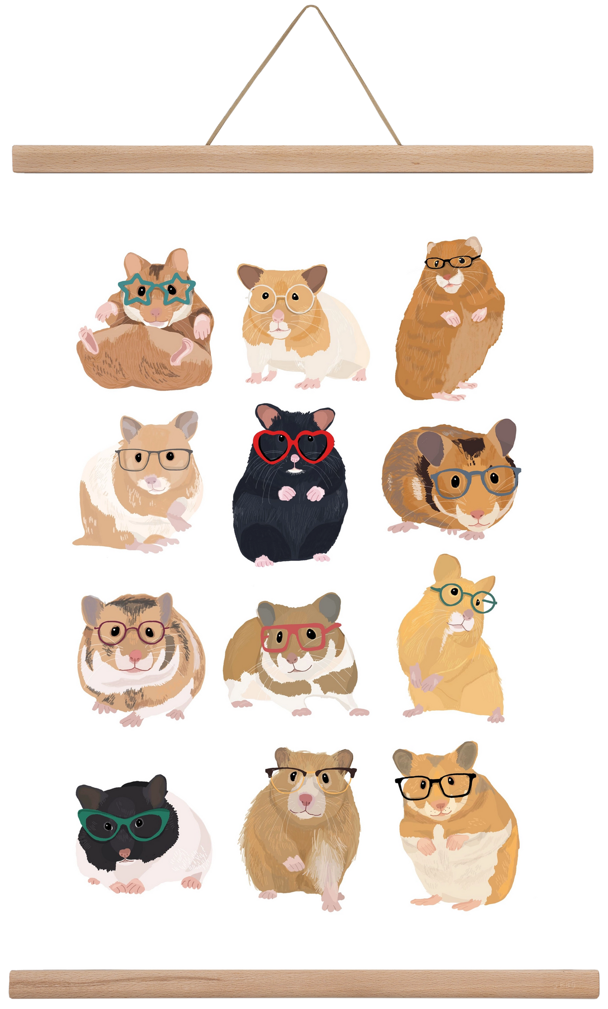 Hamster in glasses, 40x60 cm (40x60 cm), Tölgy akasztó
