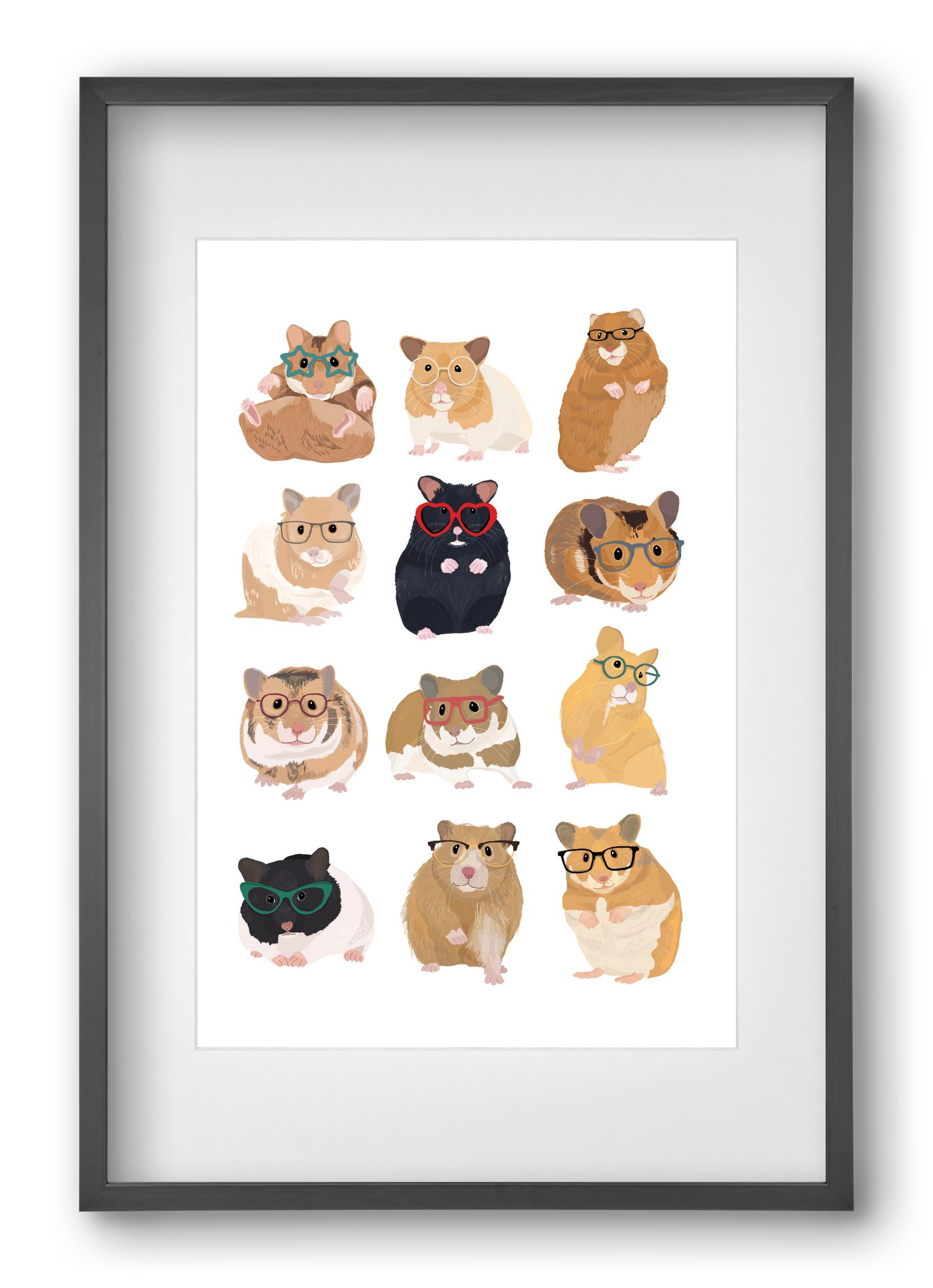 Hamster in glasses, 40x60 cm (30x45 cm), Fekete keret, paszpartuval
