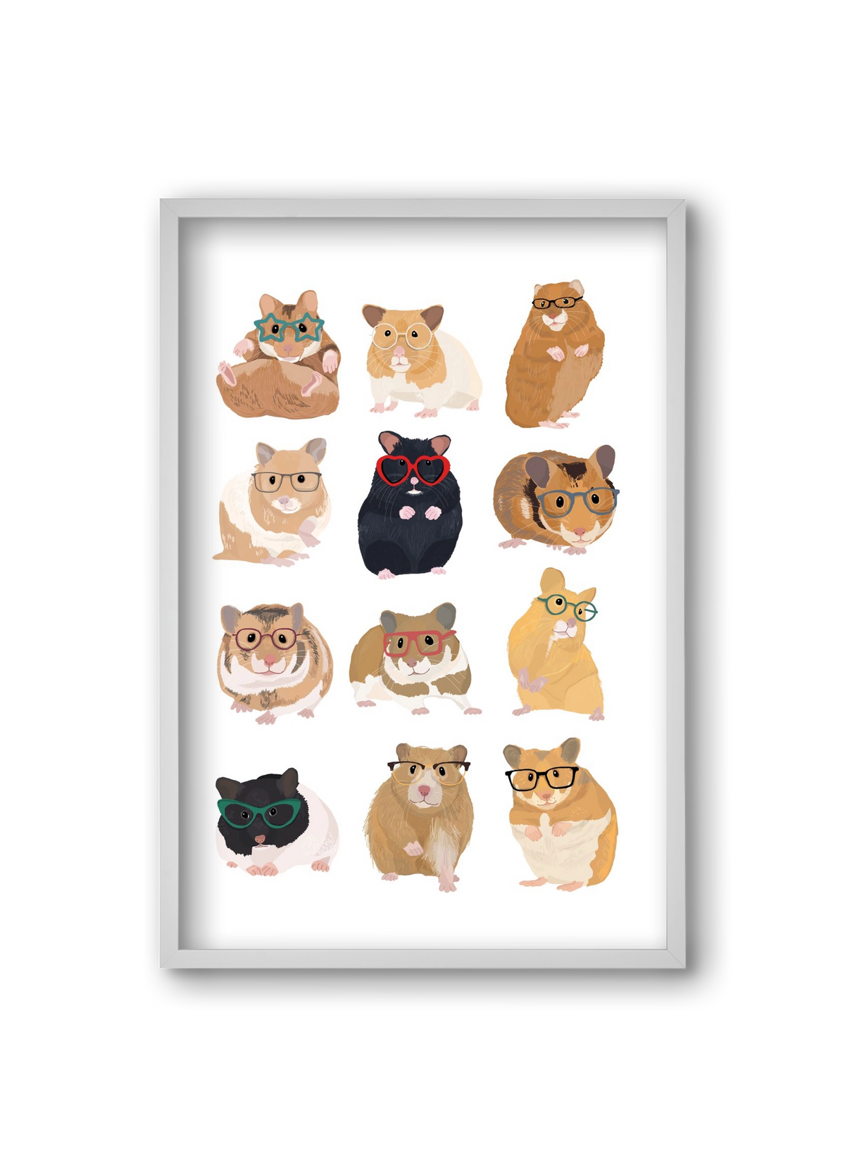 Hamster in glasses, 20x30 cm (20x30 cm), Fehér keret