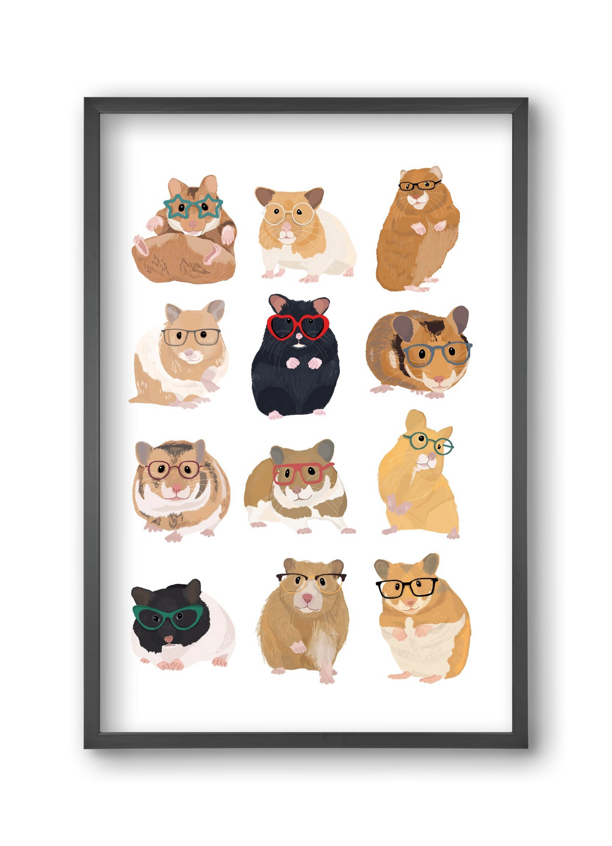 Hamster in glasses, 30x45 cm (30x45 cm), Fekete keret