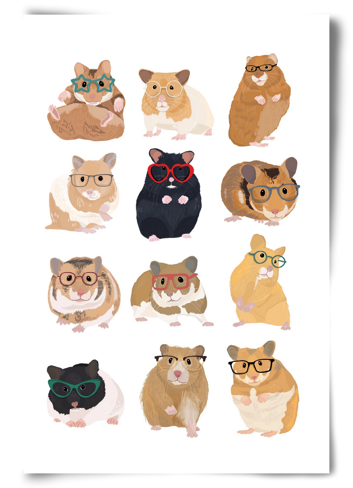 Hamster in glasses, 60x90 cm, Keret nélkül