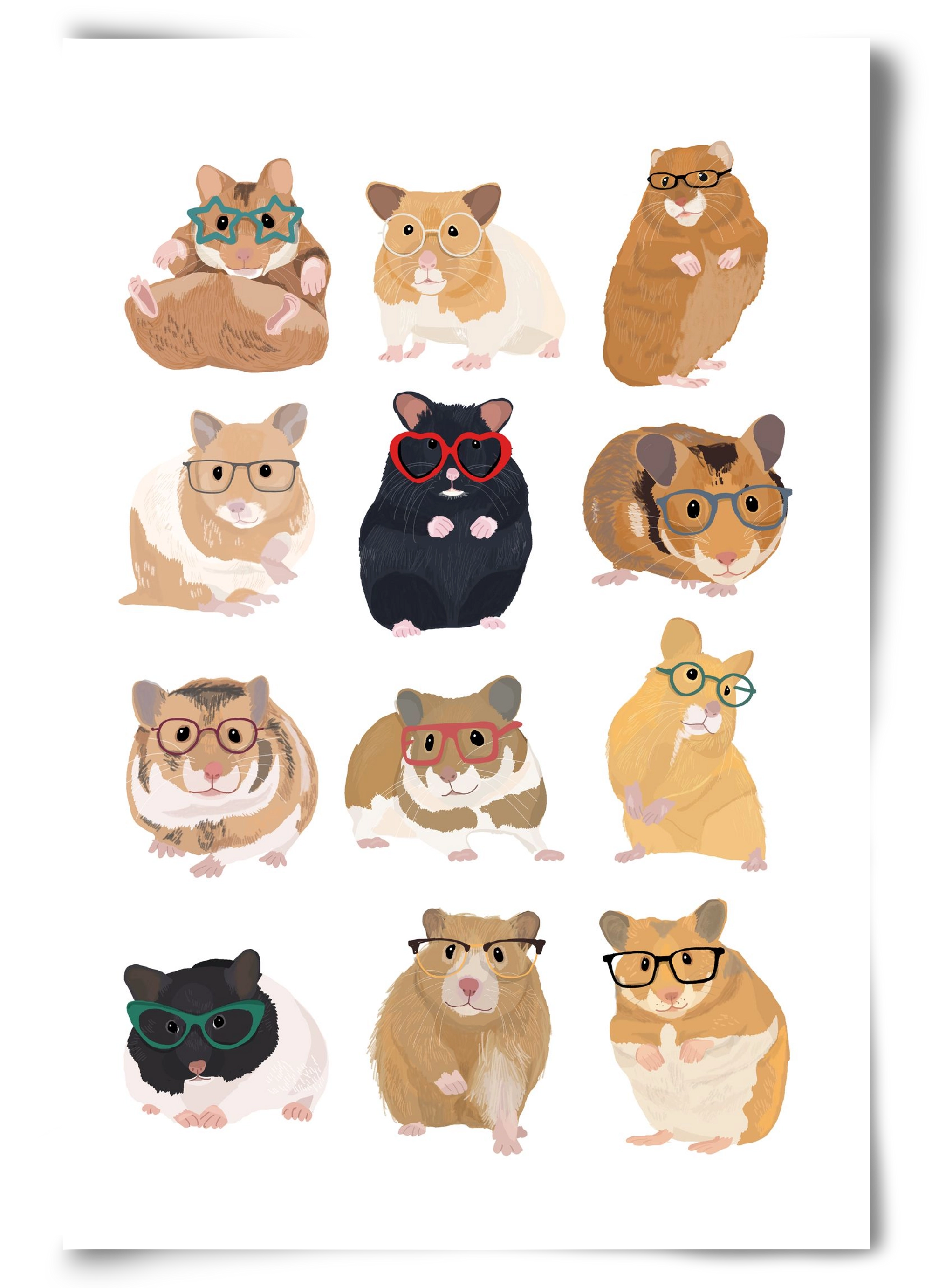 Hamster in glasses, 60x90 cm, Keret nélkül