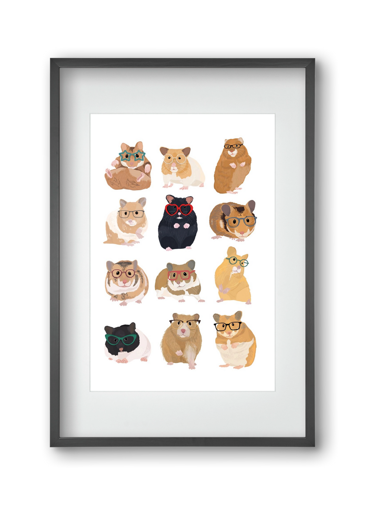 Hamster in glasses, 30x45 cm (20x30 cm), Fekete keret, paszpartuval
