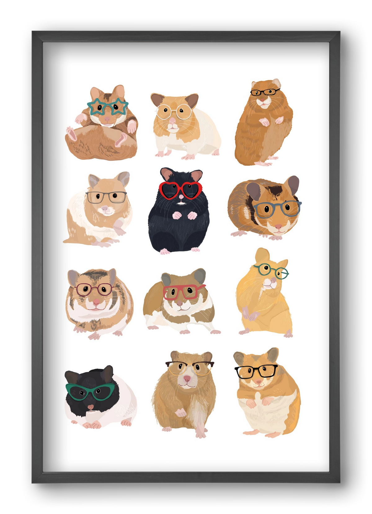 Hamster in glasses, 40x60 cm (40x60 cm), Fekete keret