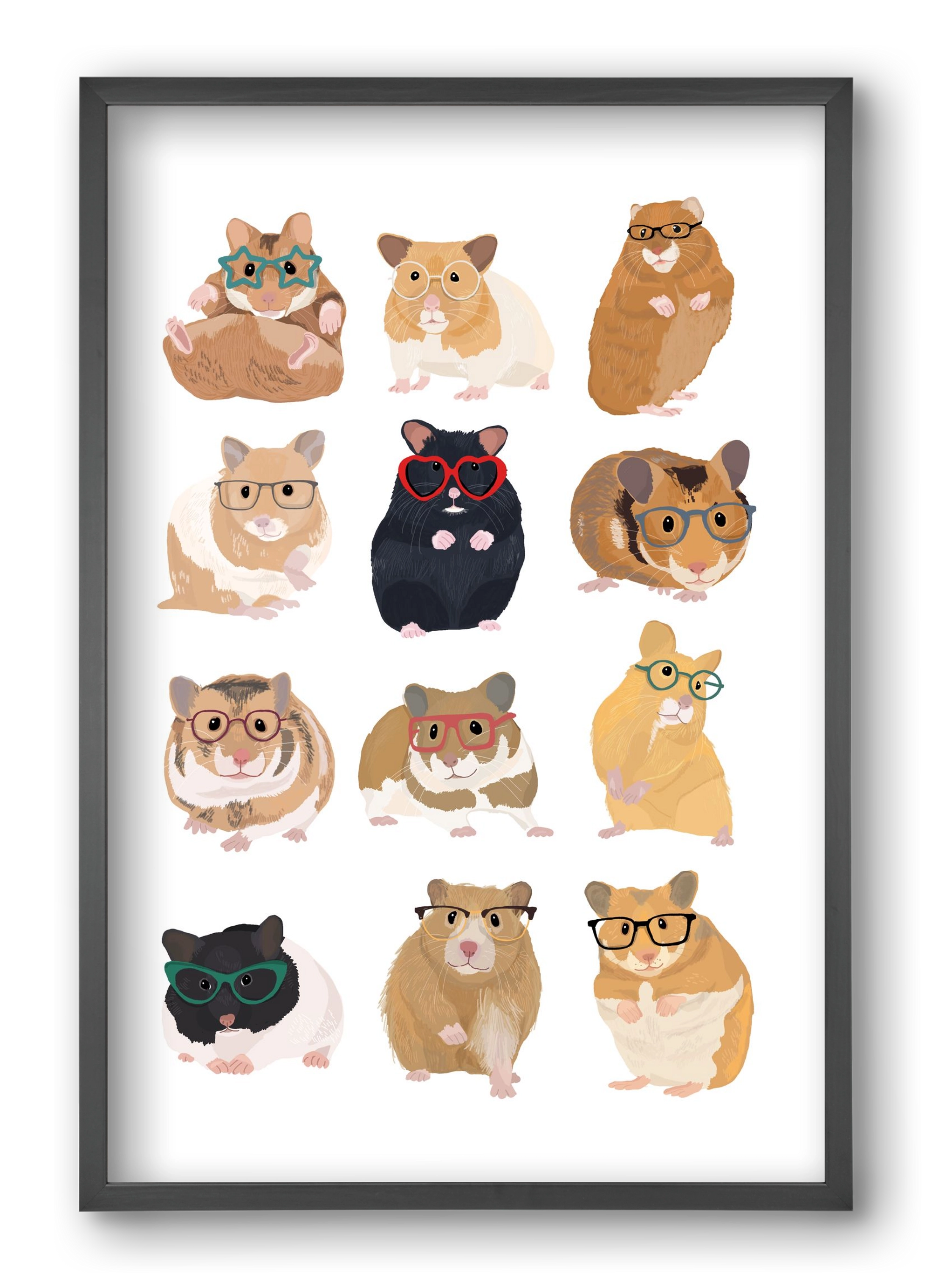 Hamster in glasses, 40x60 cm (40x60 cm), Fekete keret