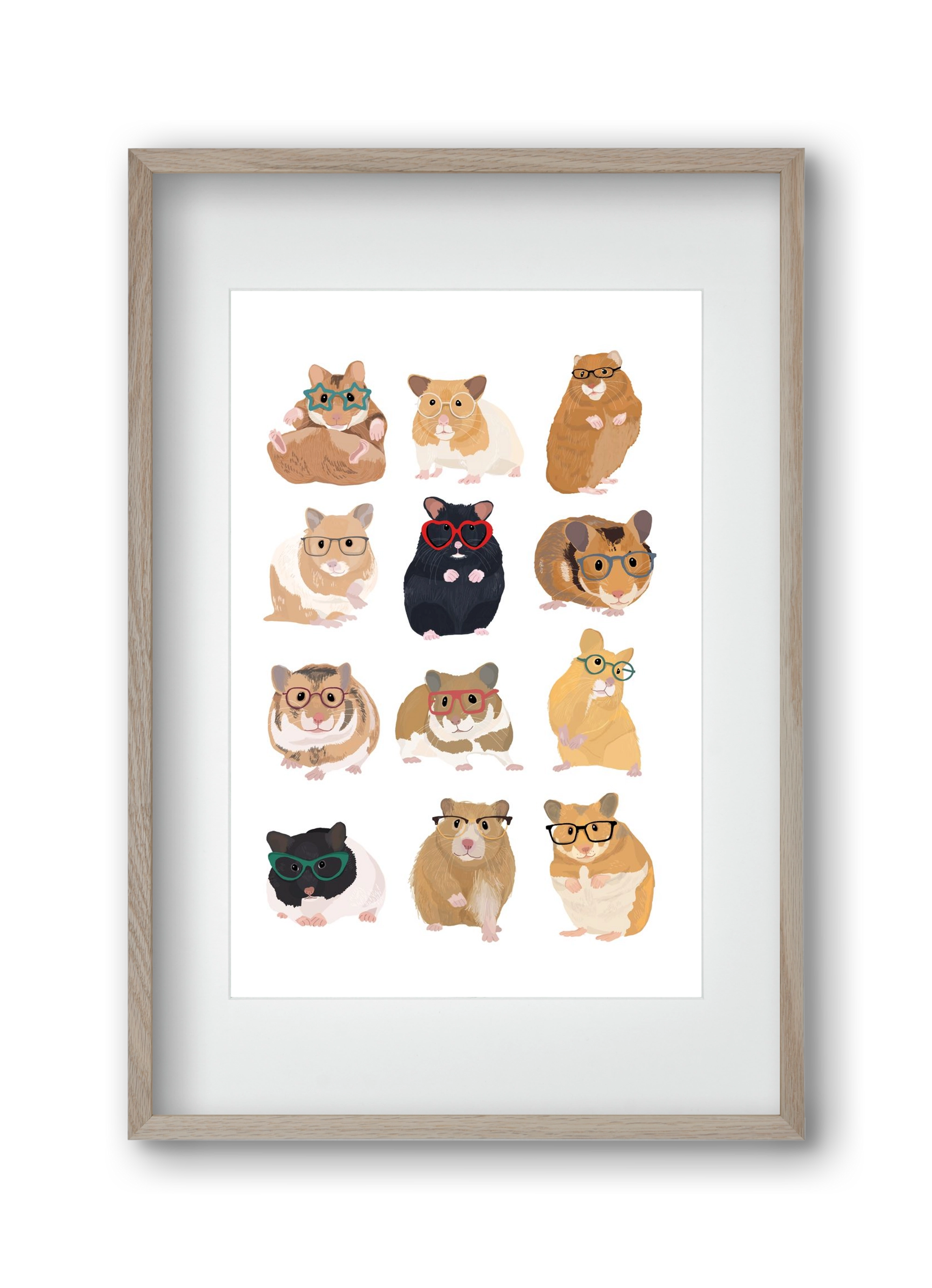 Hamster in glasses, 30x45 cm (20x30 cm), Tölgy keret, paszpartuval