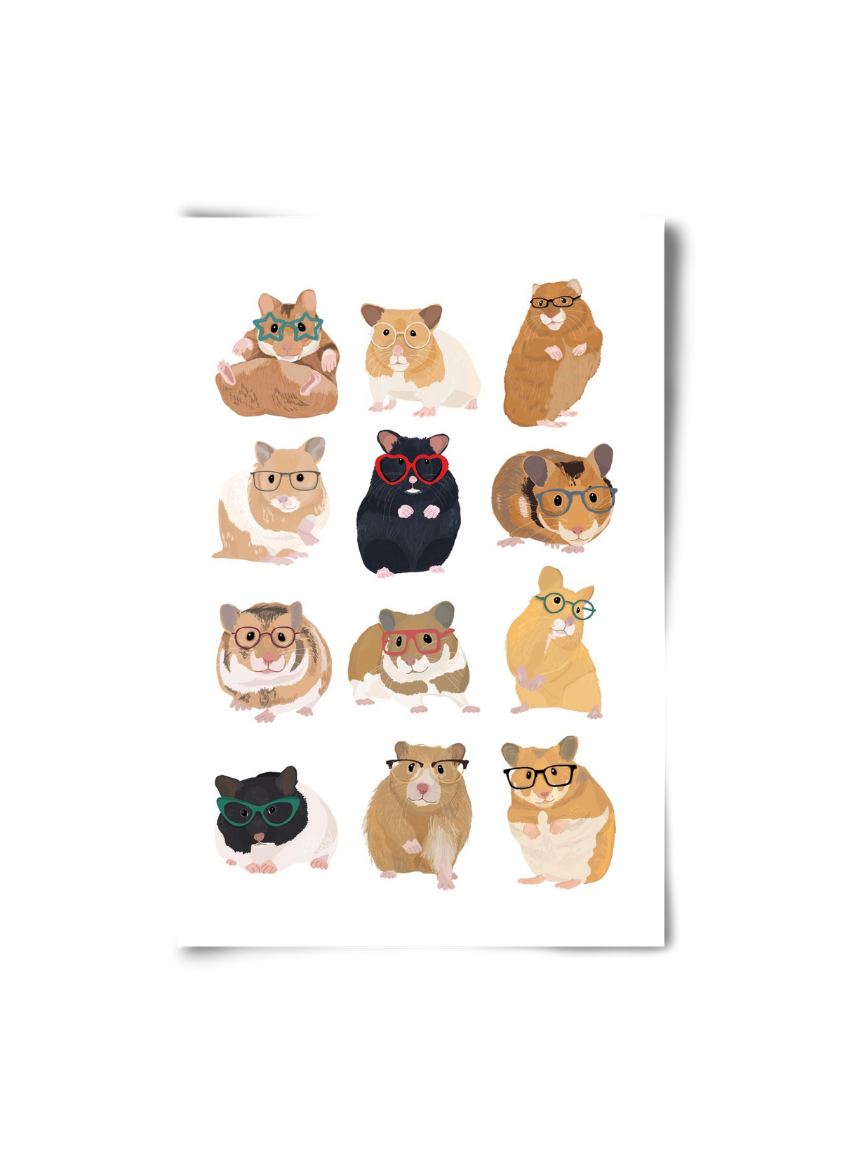 Hamster in glasses, 20x30 cm, Keret nélkül