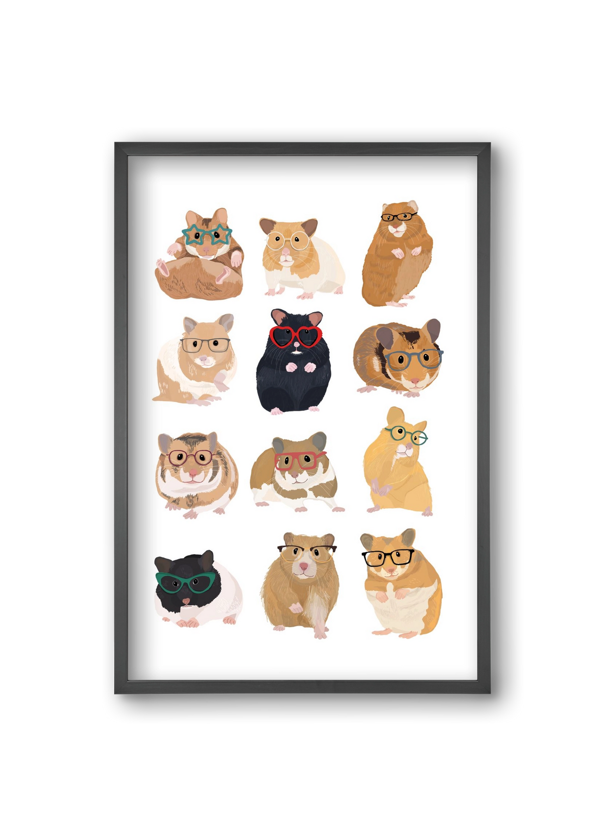 Hamster in glasses, 20x30 cm (20x30 cm), Fekete keret