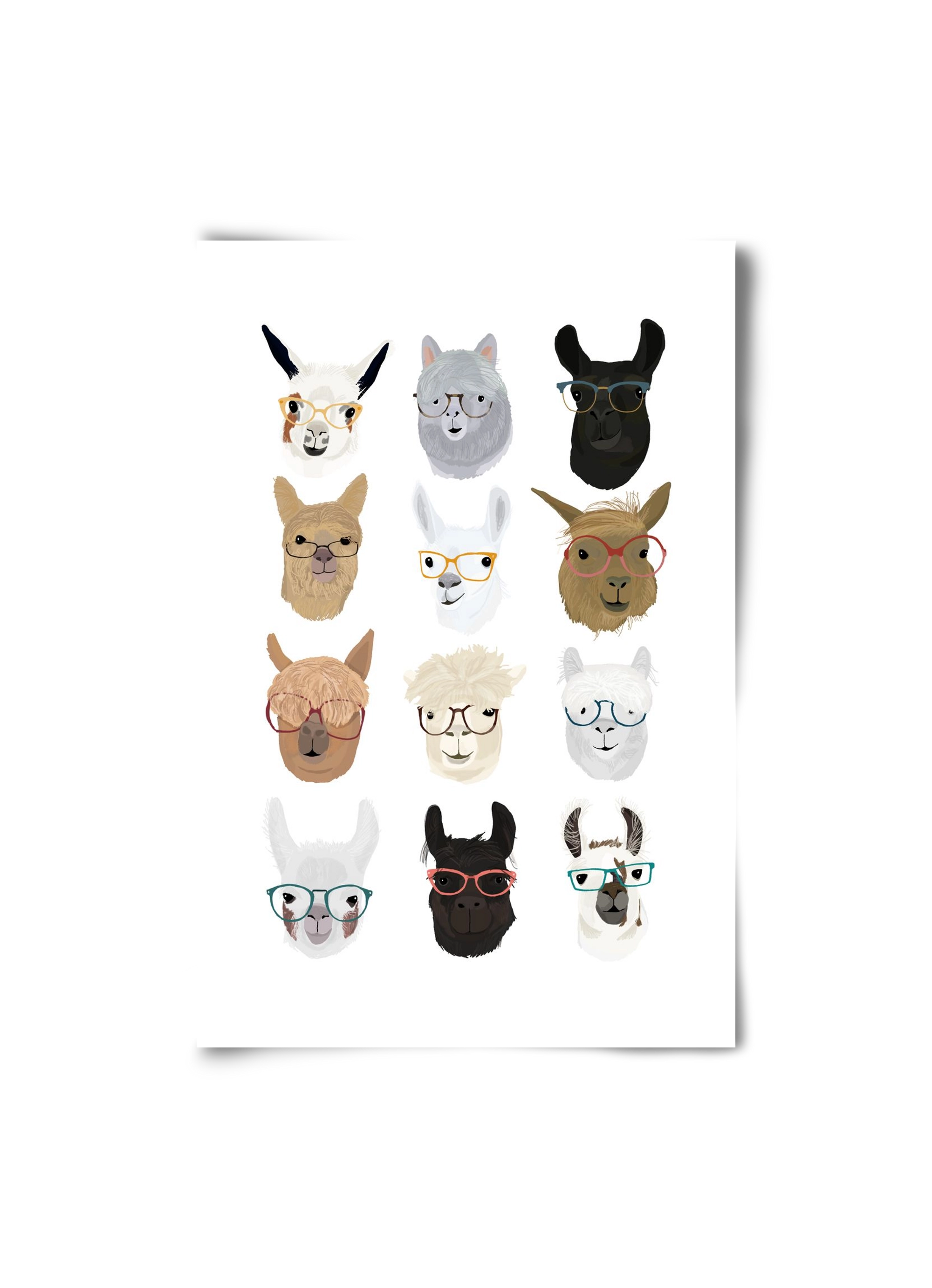 Llamas in Glasses, 20x30 cm, Keret nélkül