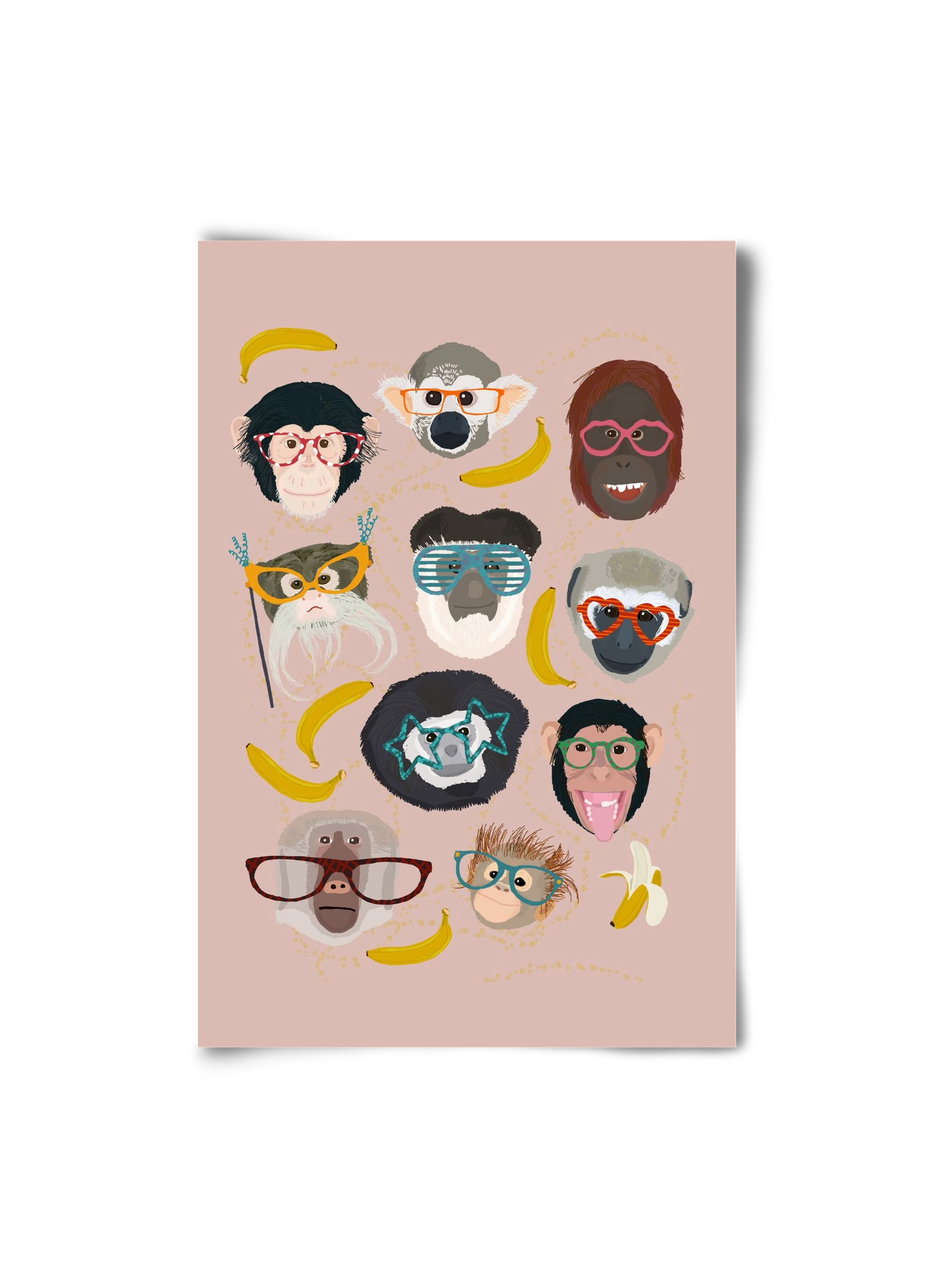 Monkeys in glasses, 20x30 cm, Keret nélkül