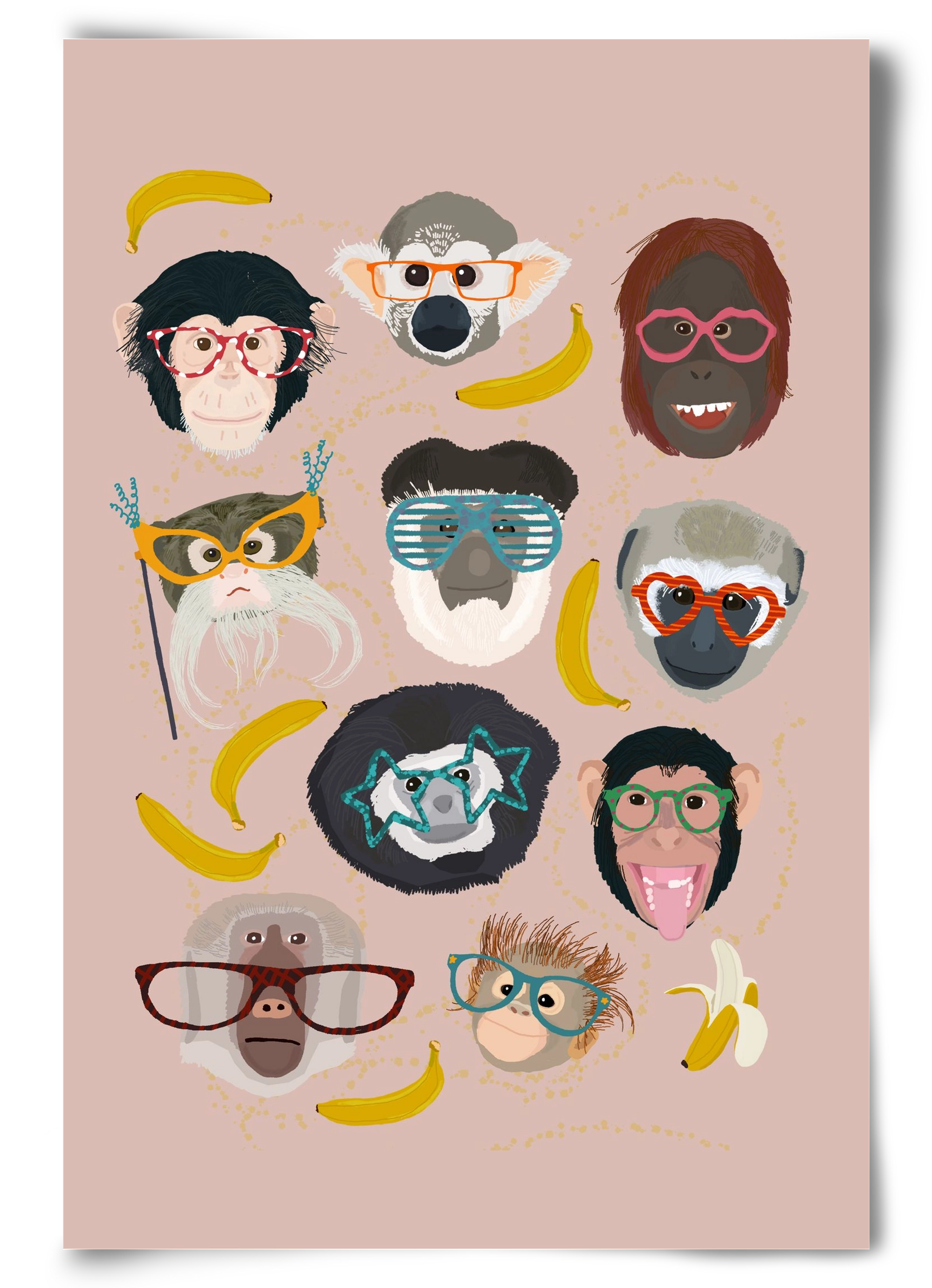 Monkeys in glasses, 60x90 cm, Keret nélkül
