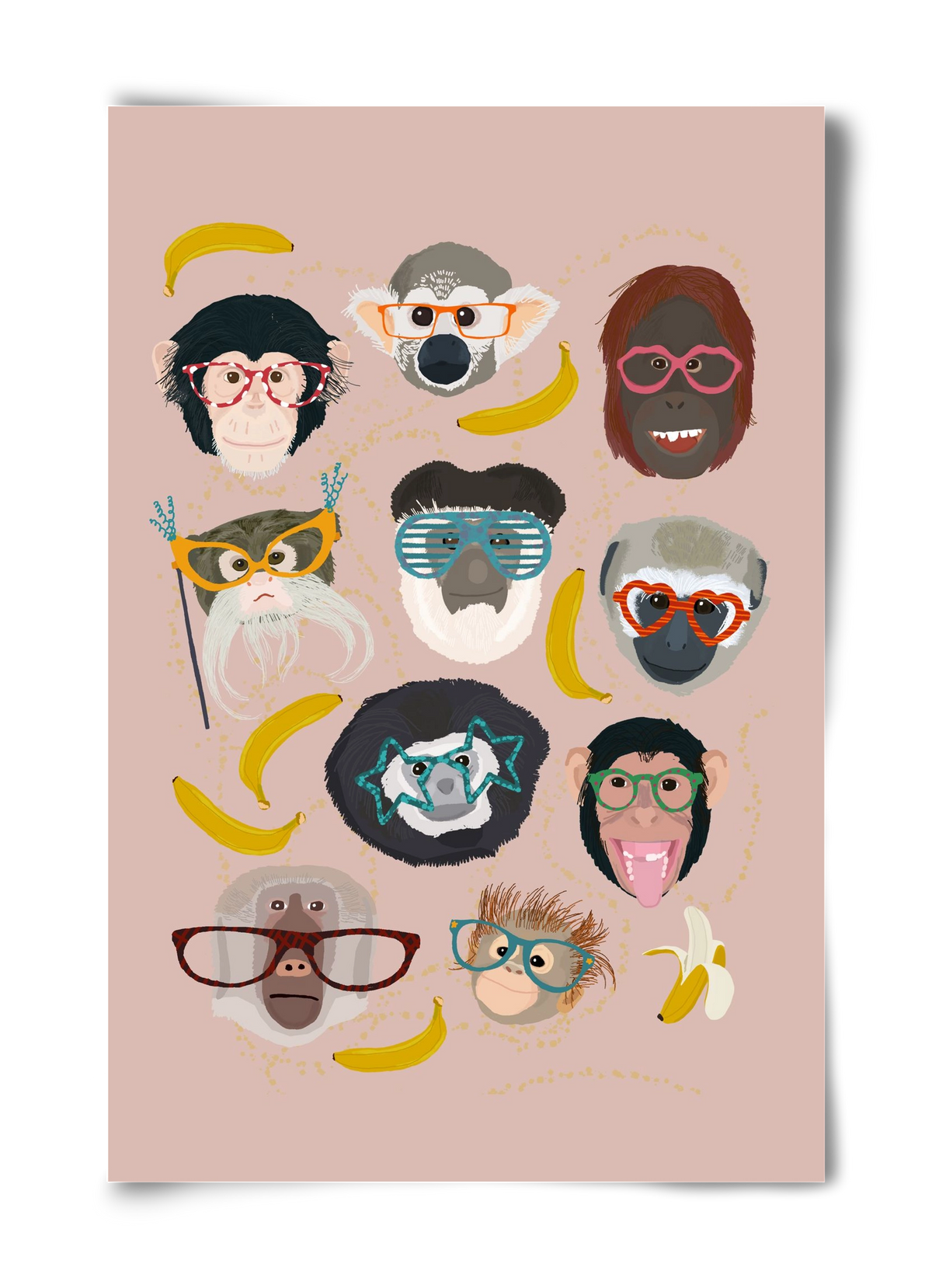 Monkeys in glasses, 40x60 cm, Keret nélkül