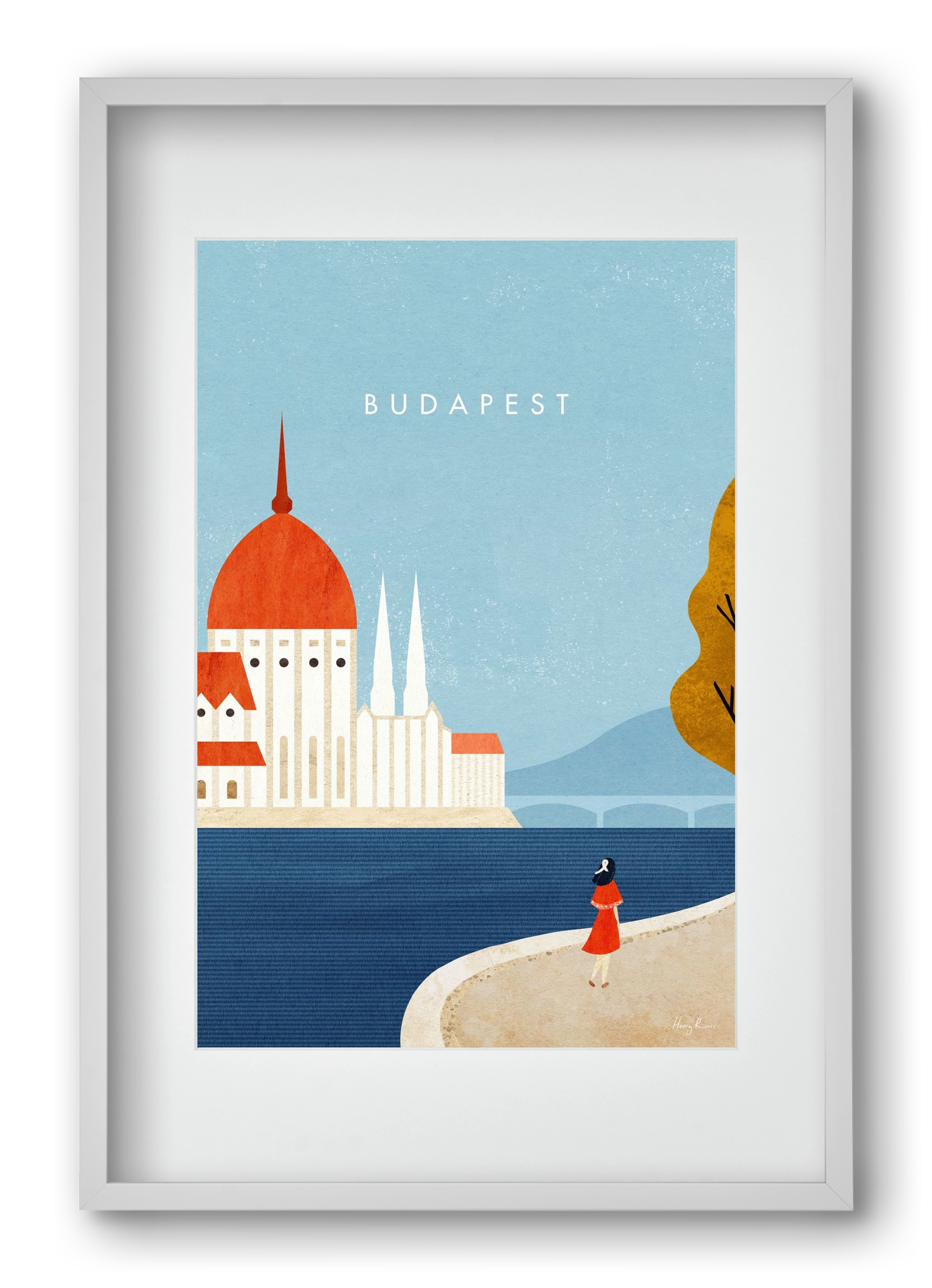 Budapest, 40x60 cm (30x45 cm), Fehér keret, paszpartuval