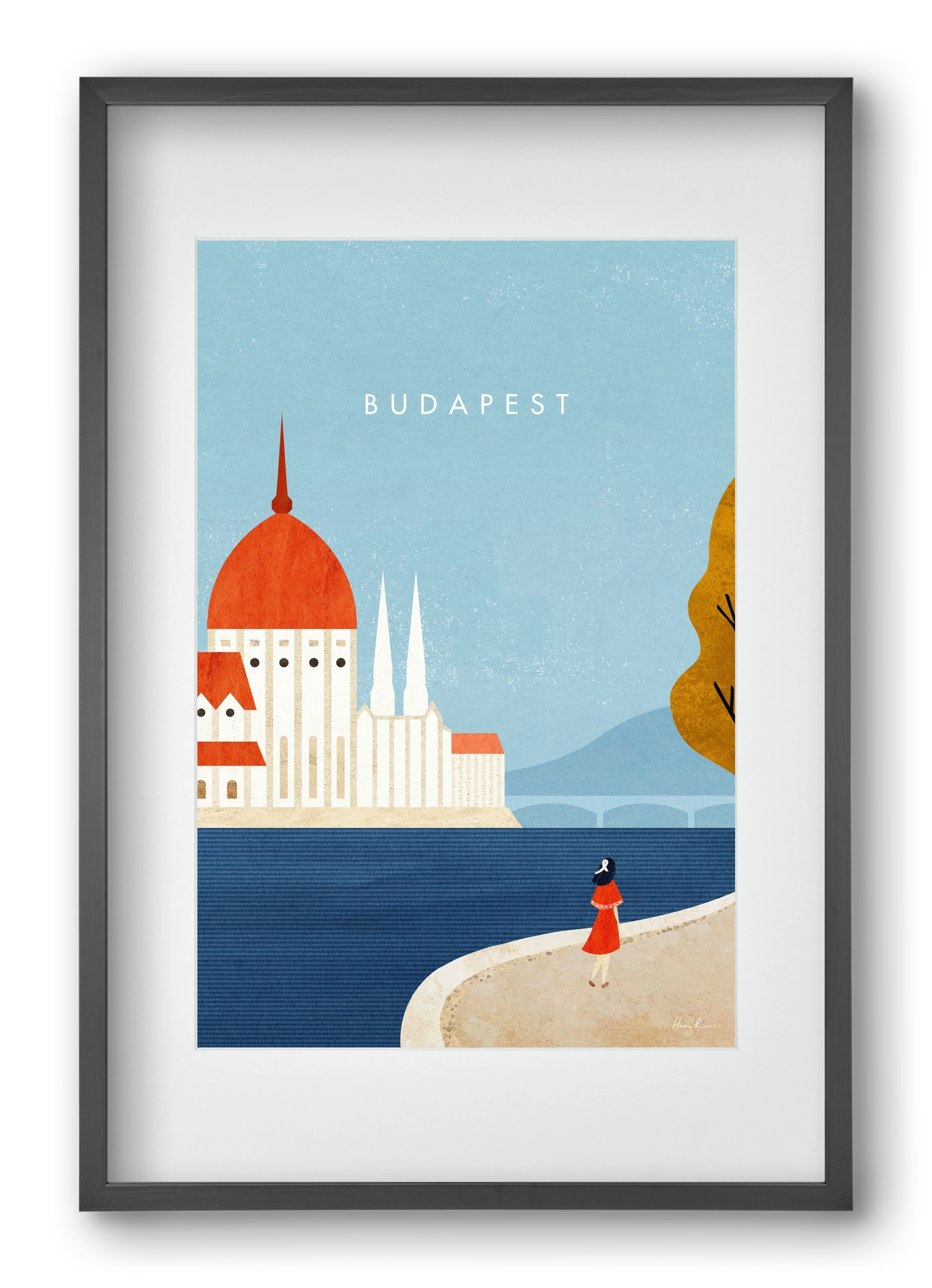 Budapest, 40x60 cm (30x45 cm), Fekete keret, paszpartuval