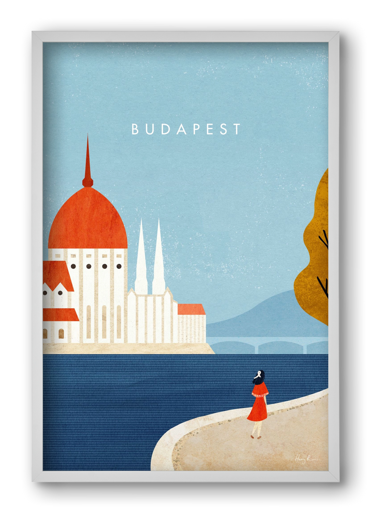 Budapest, 40x60 cm (40x60 cm), Fehér keret