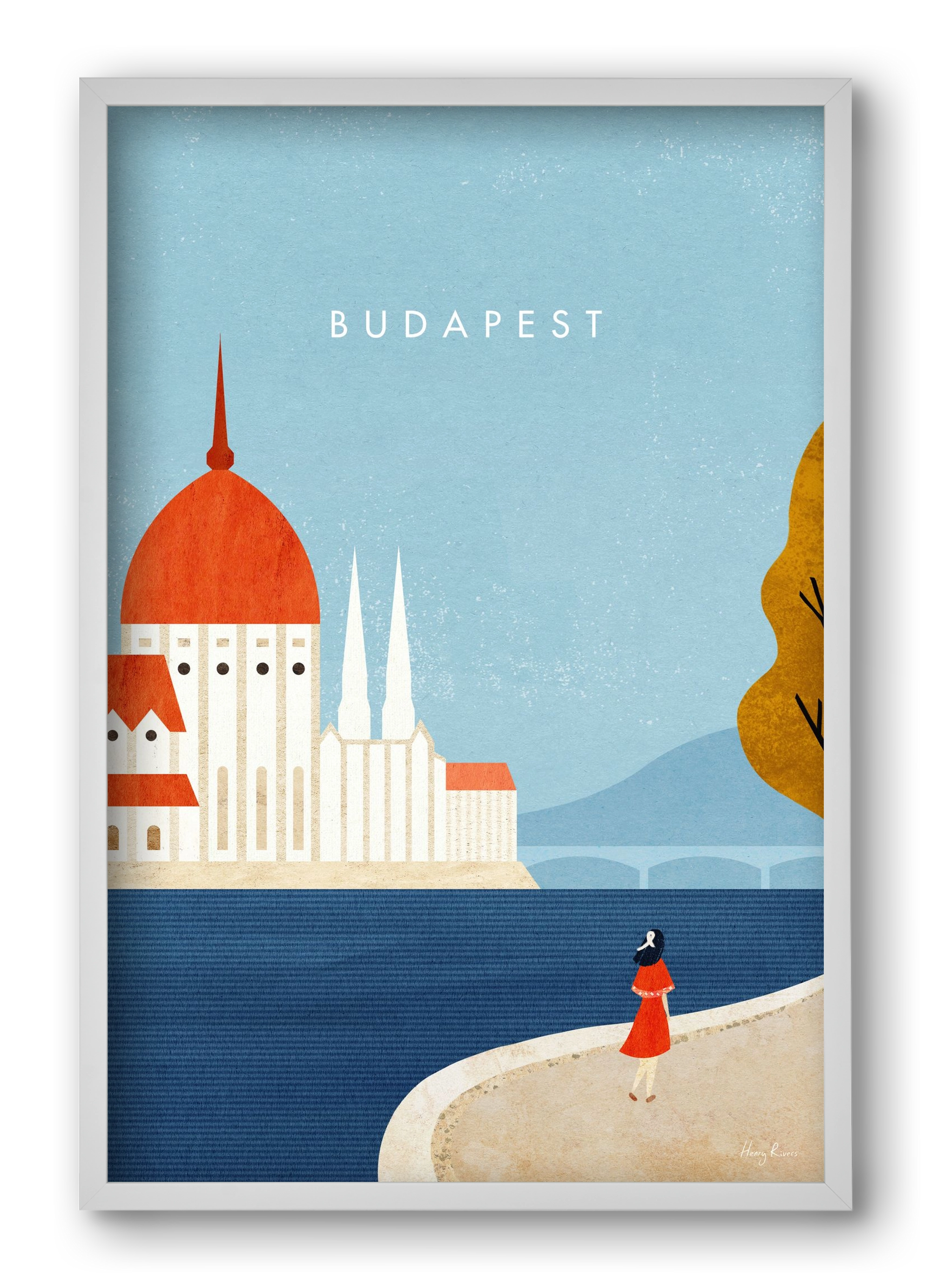 Budapest, 40x60 cm (40x60 cm), Fehér keret