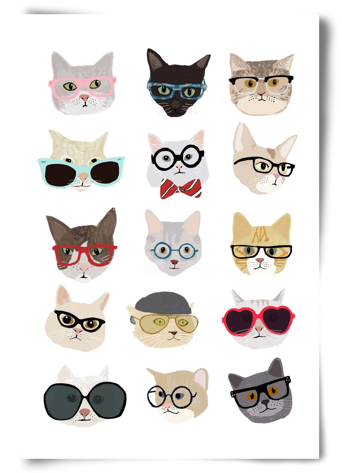Cats in Glasses, 60x90 cm, Keret nélkül