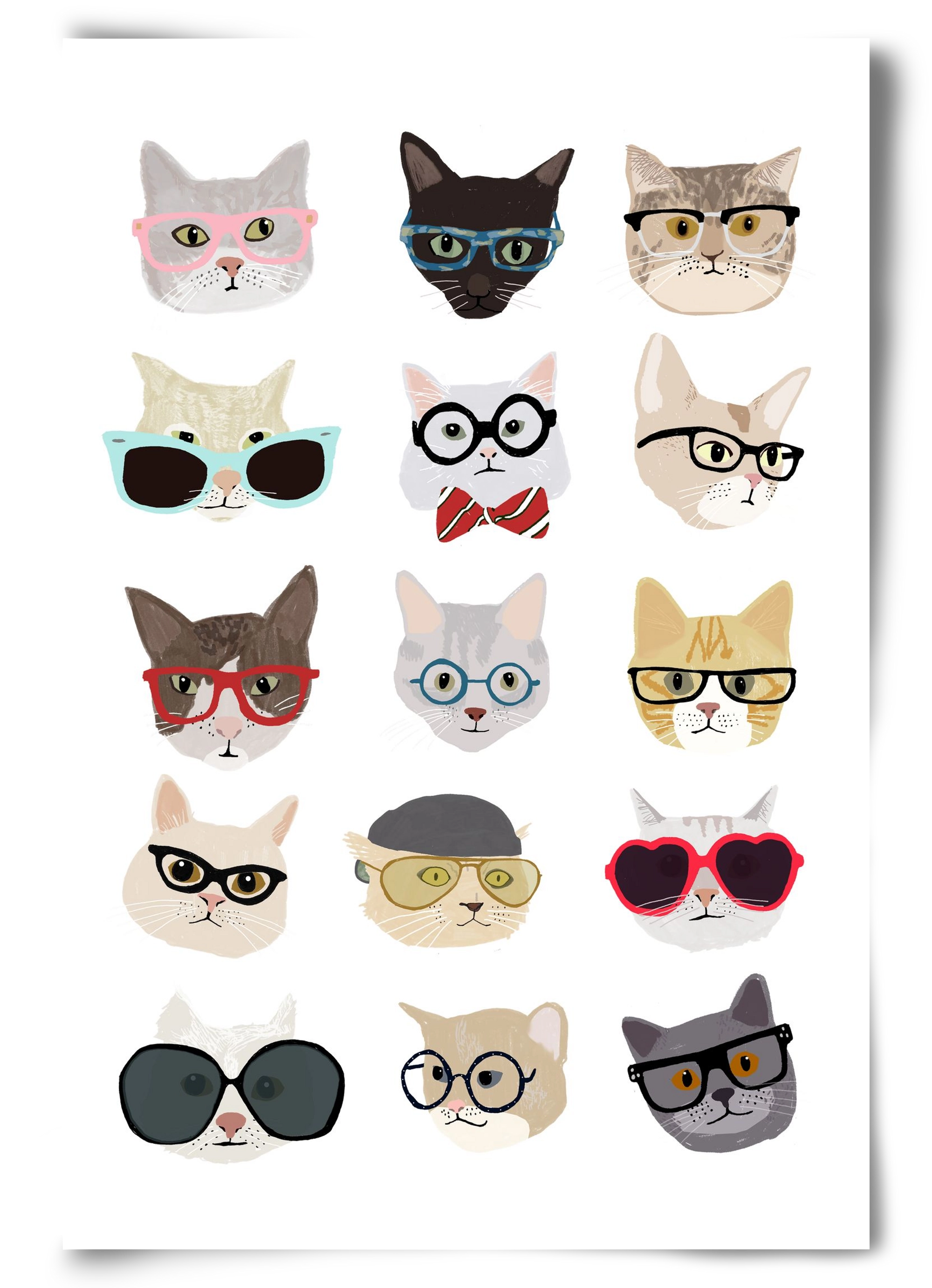 Cats in Glasses, 60x90 cm, Keret nélkül