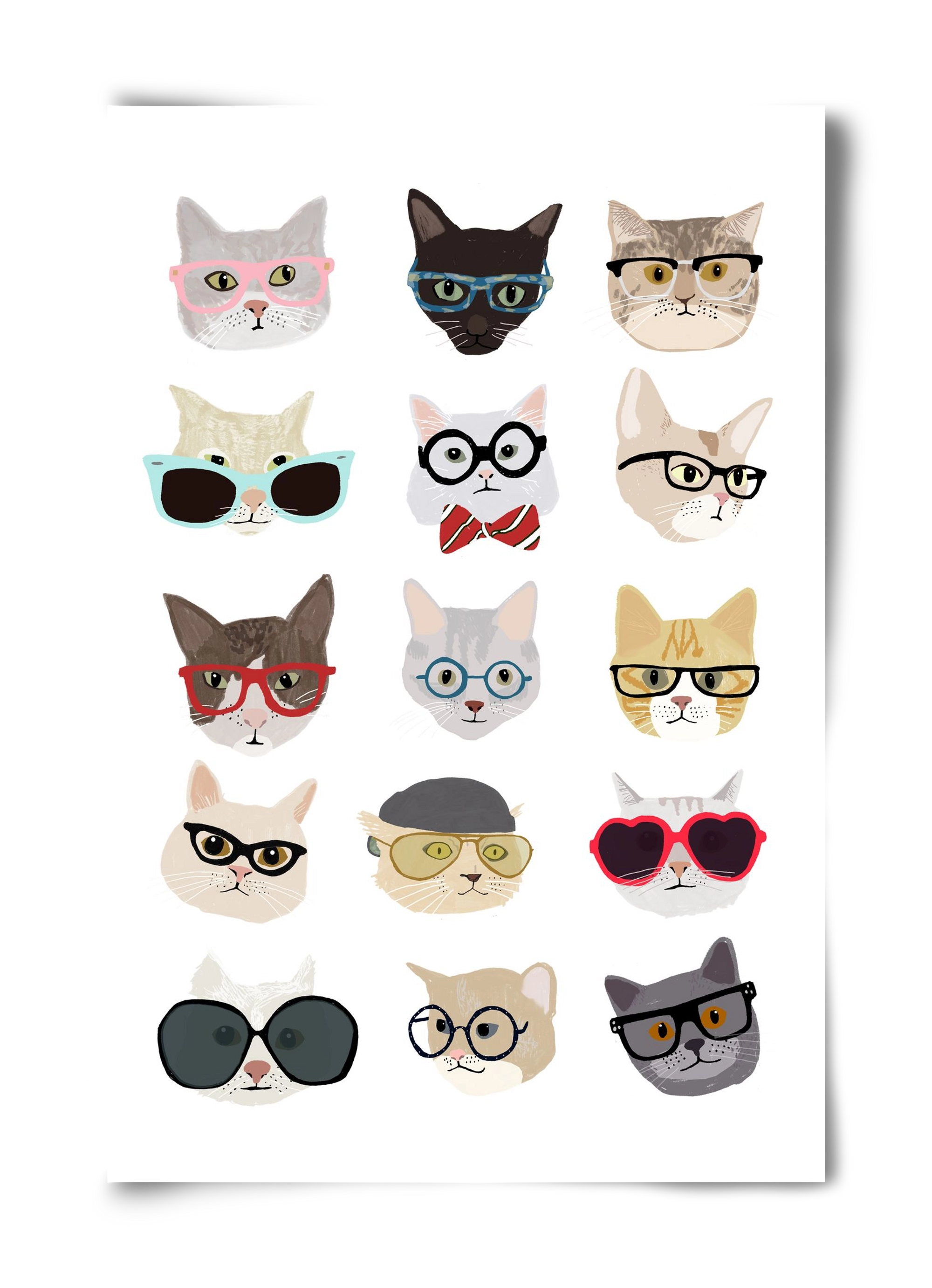 Cats in Glasses, 40x60 cm, Keret nélkül
