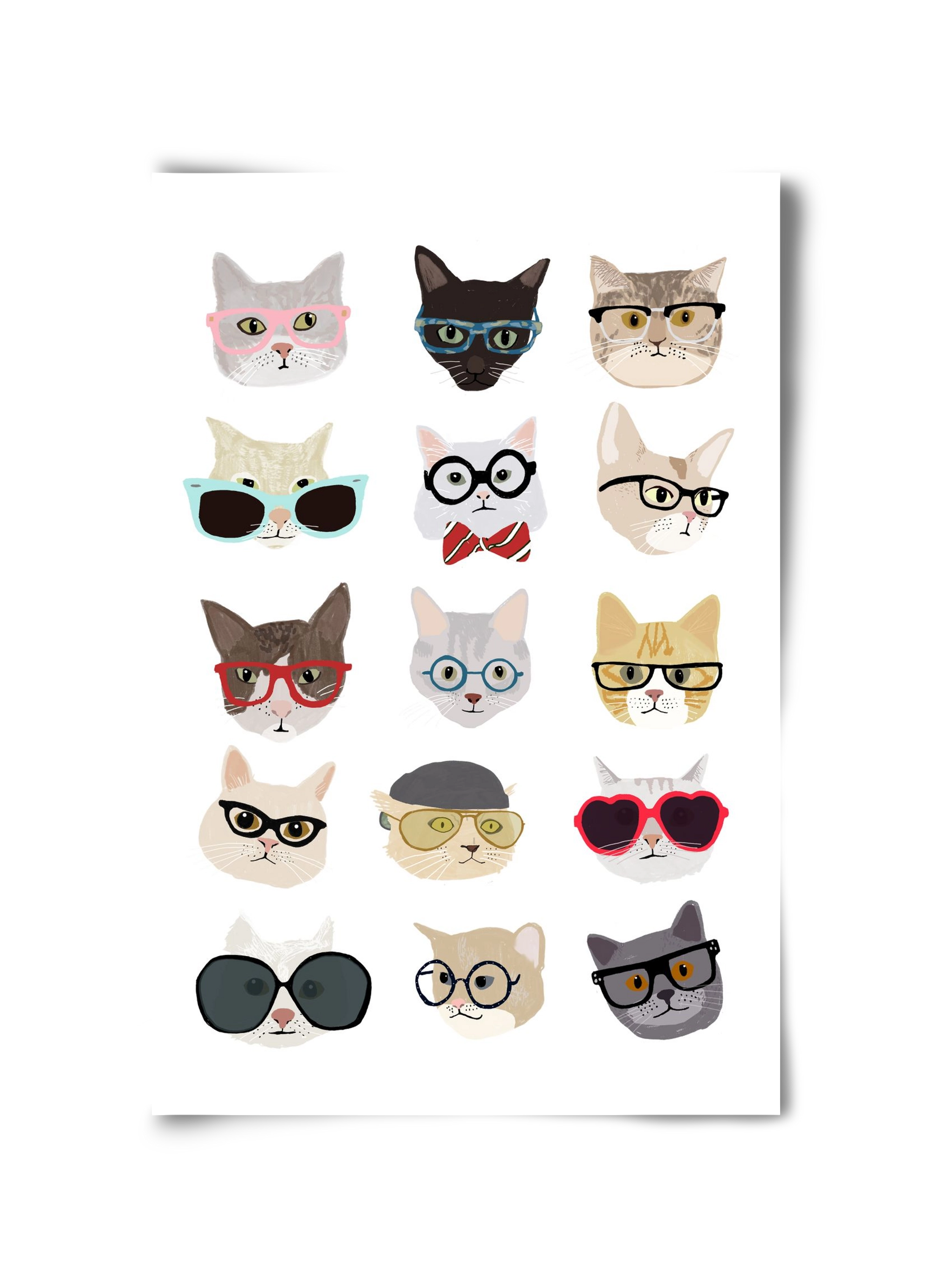 Cats in Glasses, 30x45 cm, Keret nélkül