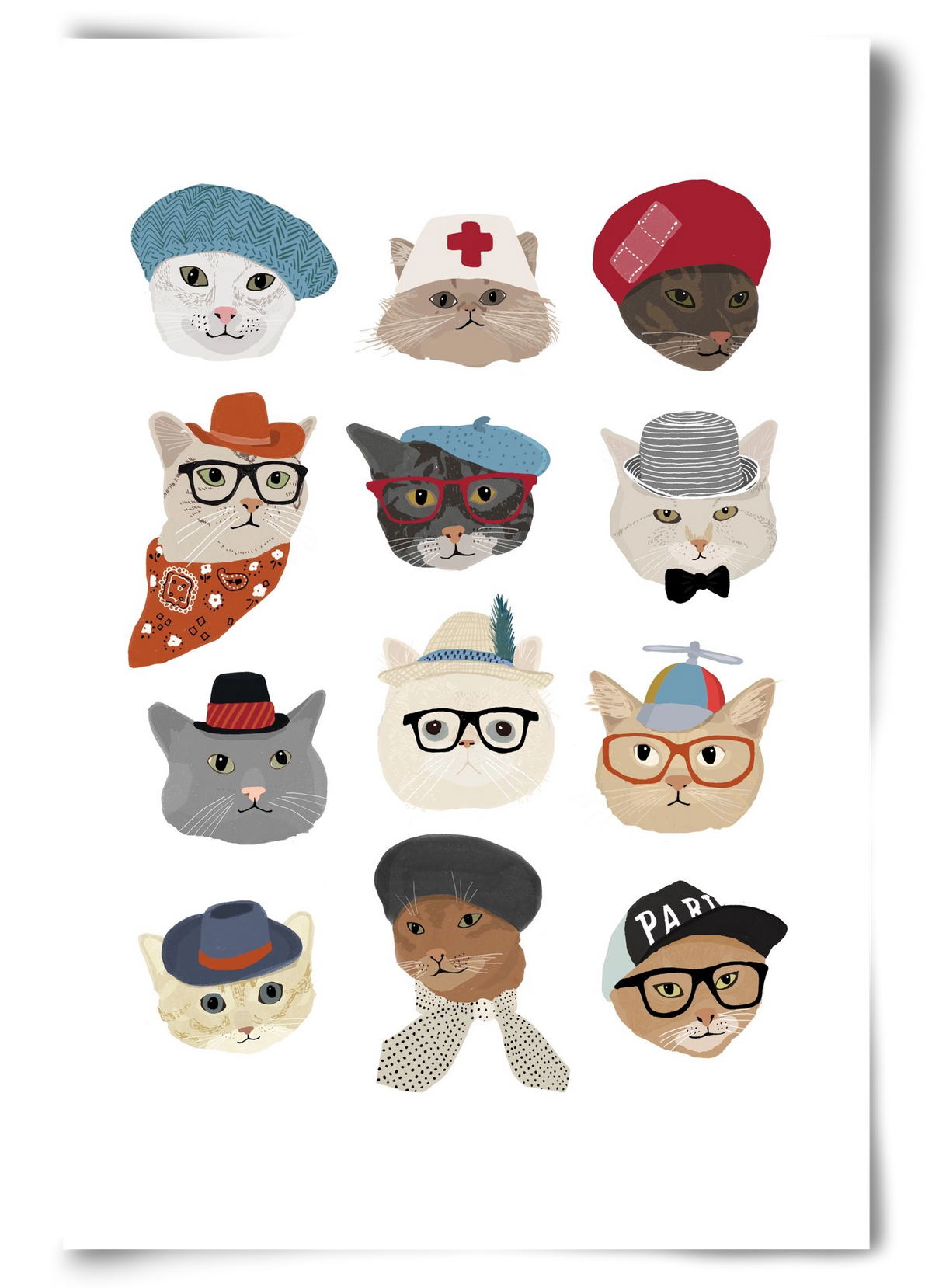 Cats in Hats, 60x90 cm, Keret nélkül
