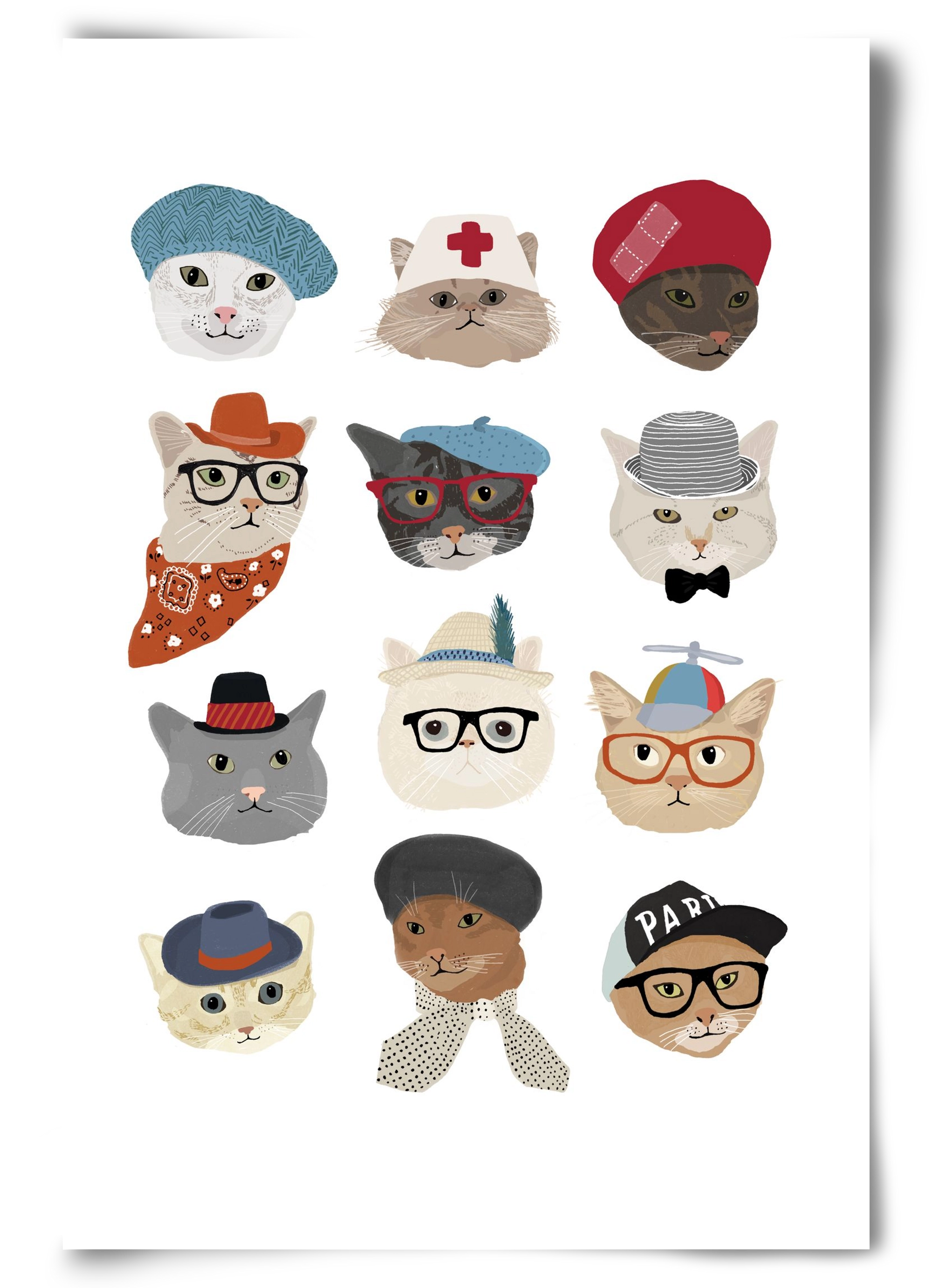 Cats in Hats, 60x90 cm, Keret nélkül