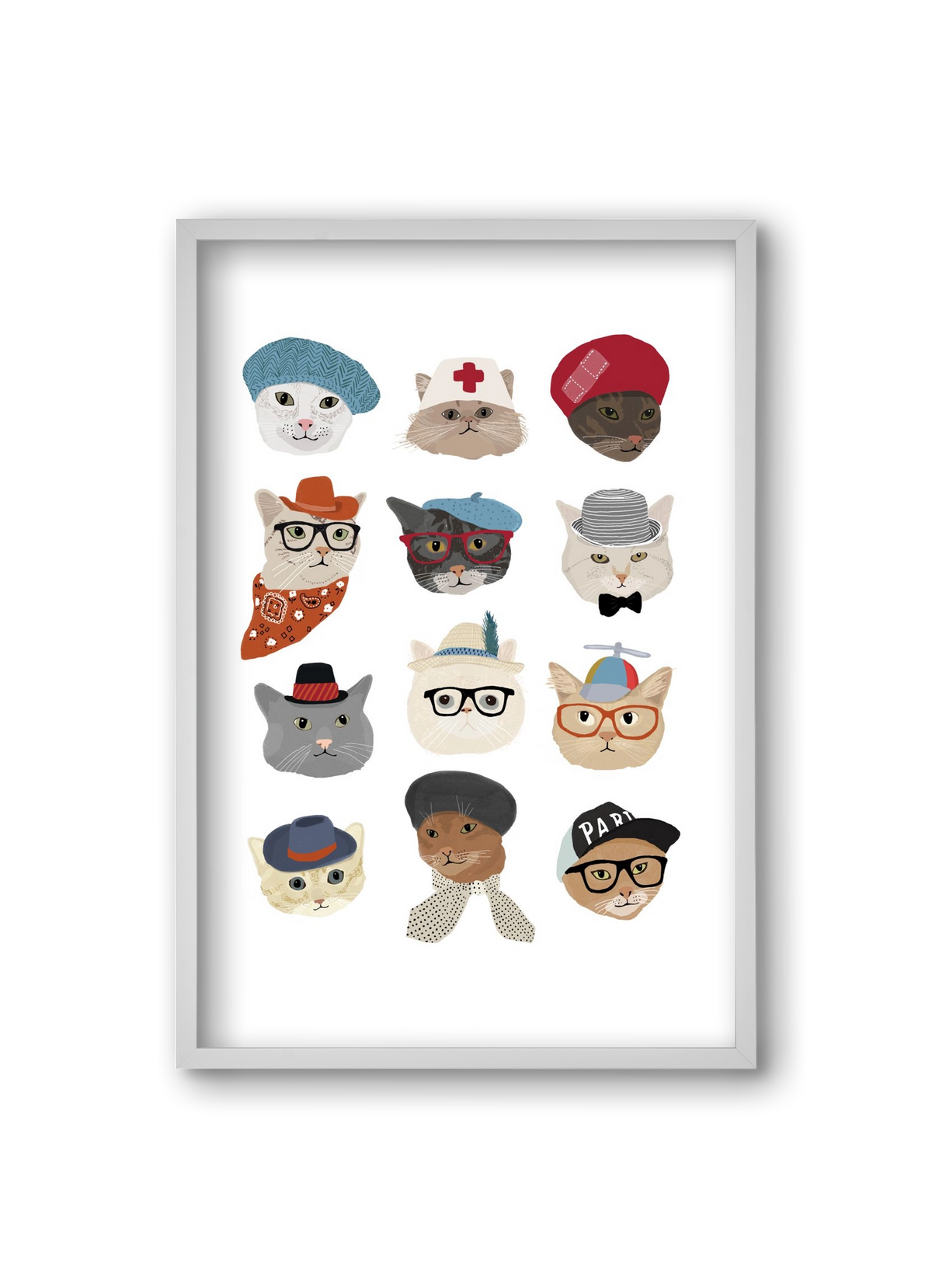 Cats in Hats, 20x30 cm (20x30 cm), Fehér keret