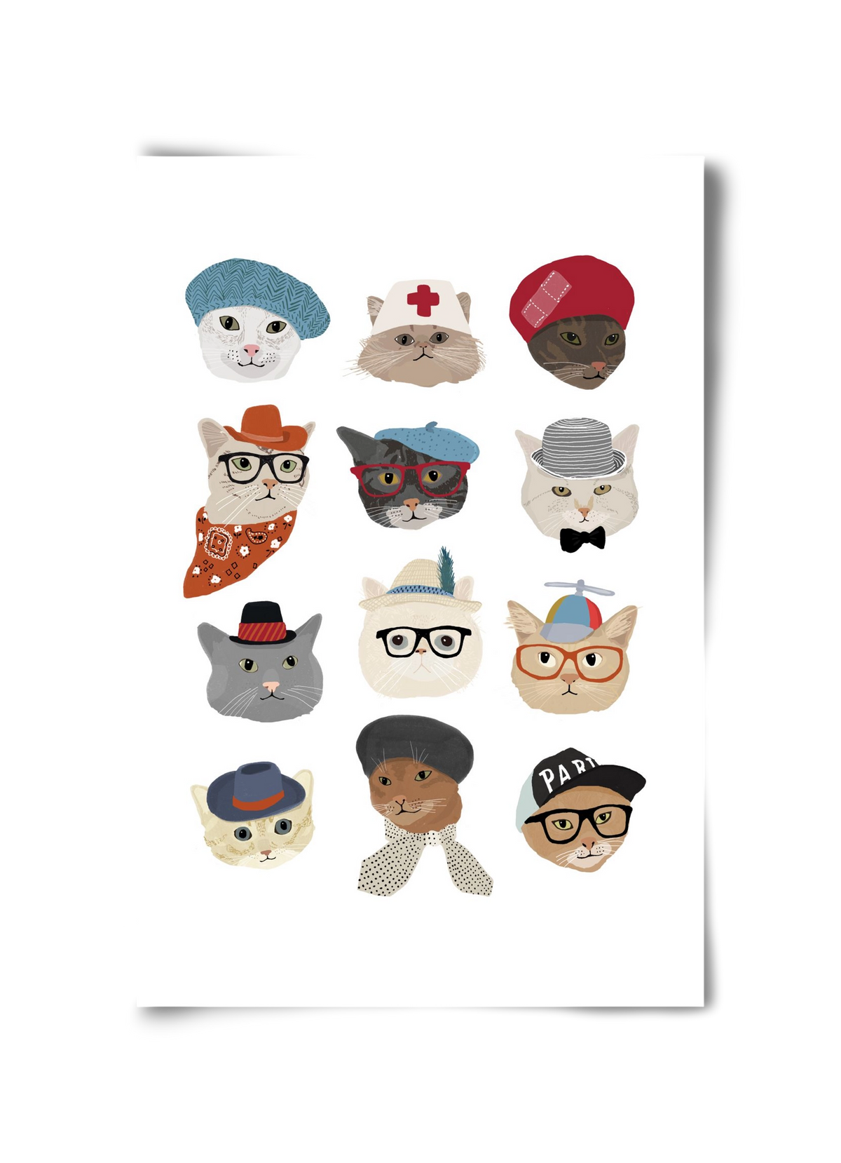 Cats in Hats, 30x45 cm, Keret nélkül