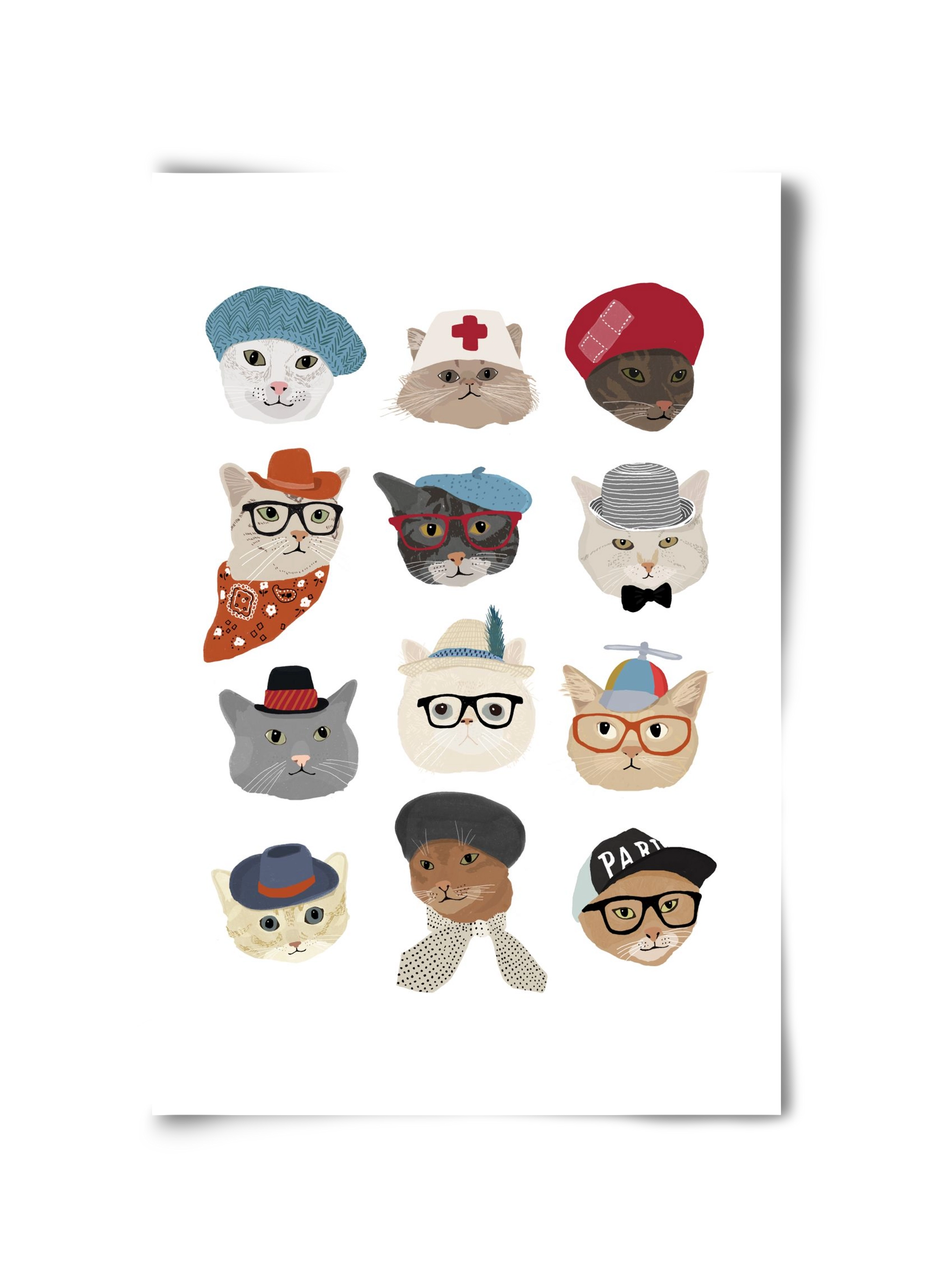 Cats in Hats, 30x45 cm, Keret nélkül
