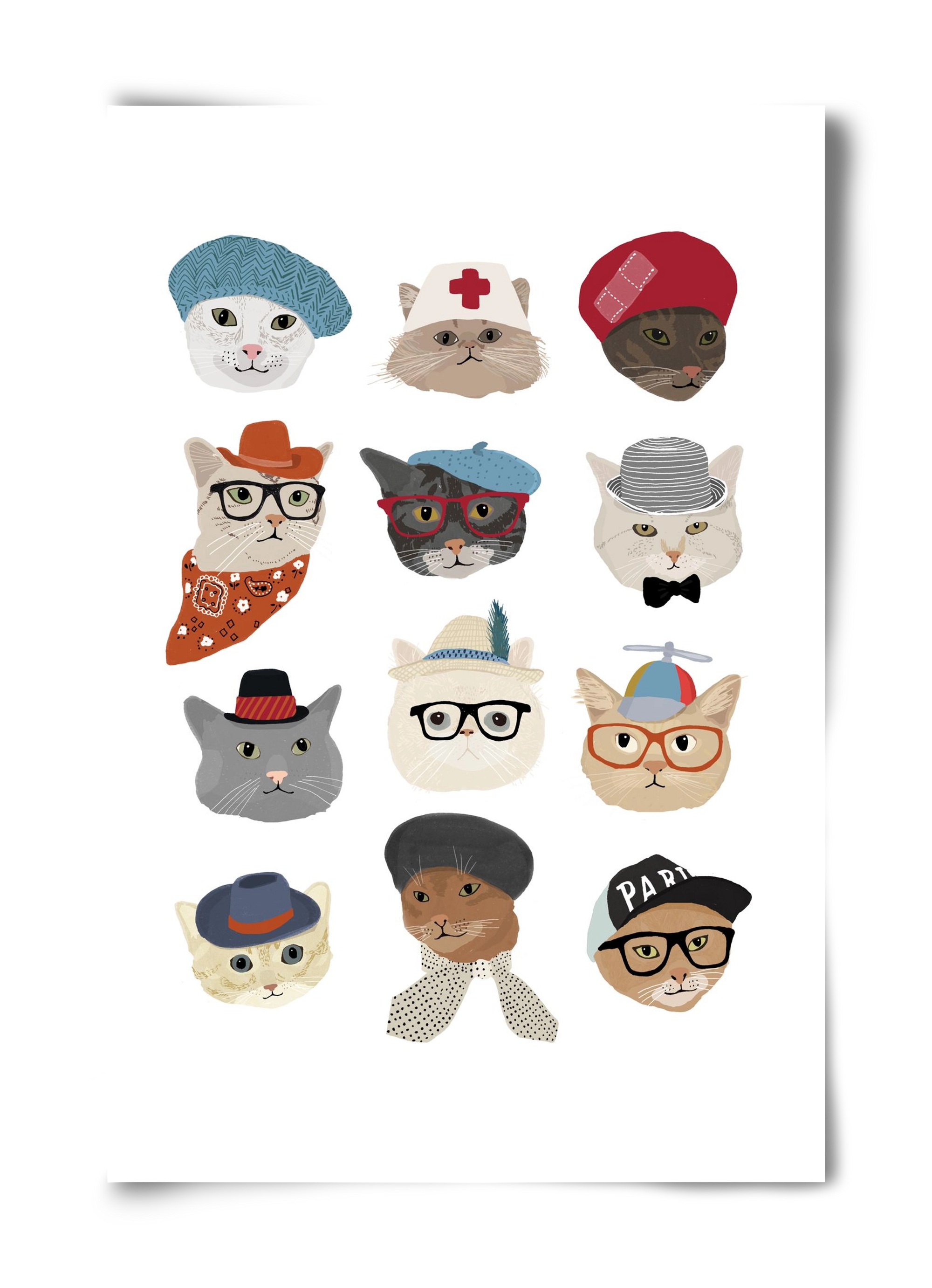 Cats in Hats, 40x60 cm, Keret nélkül