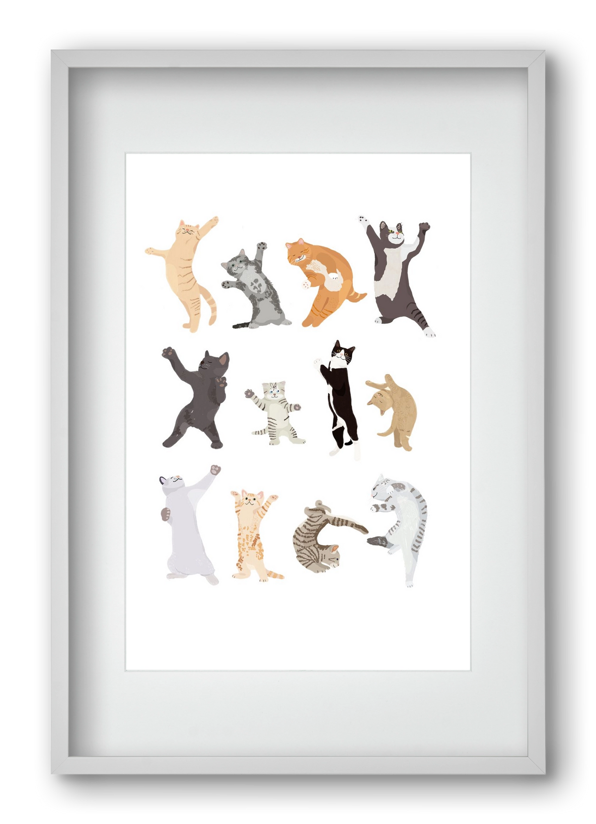 Dancing Cats, 40x60 cm (30x45 cm), Fehér keret, paszpartuval